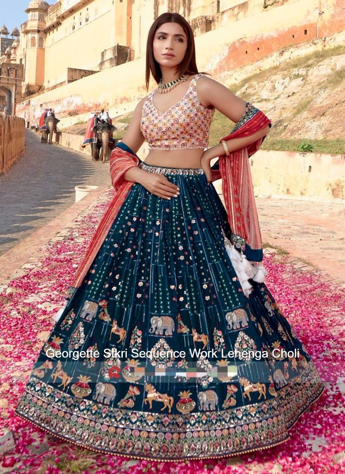 Georgette Stkri Sequence Work Lehenga Choli