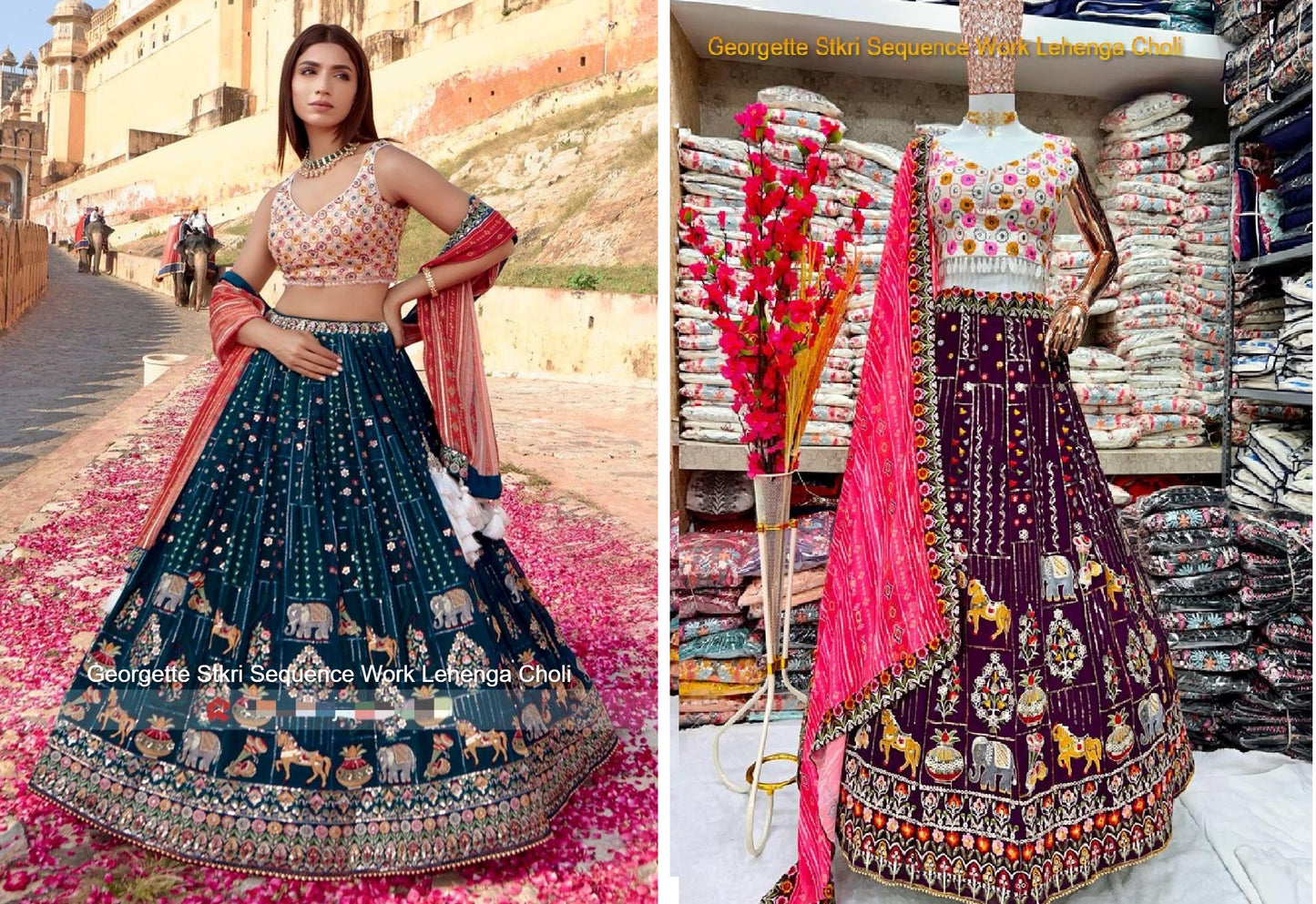 Georgette Stkri Sequence Work Lehenga Choli
