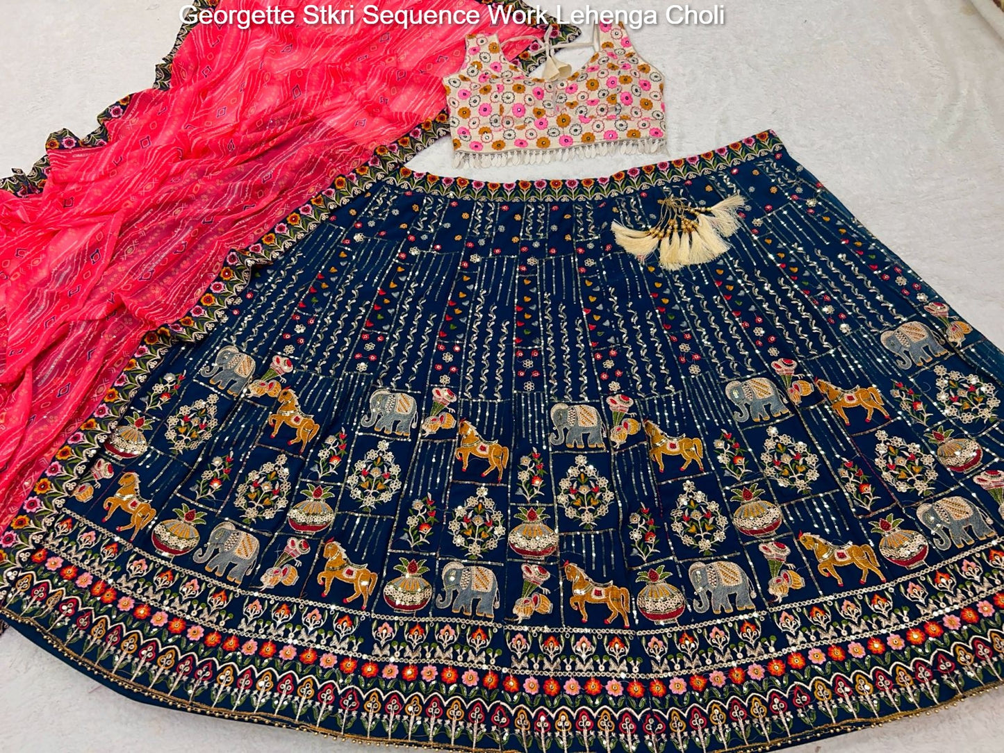 Georgette Stkri Sequence Work Lehenga Choli