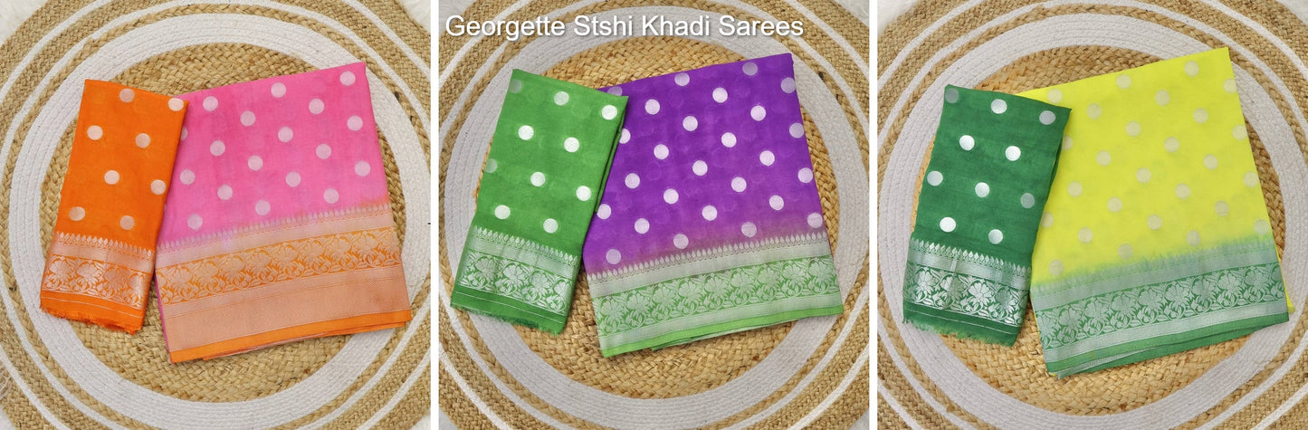Georgette Stshi Khadi Sarees