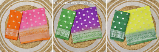 Georgette Stshi Khadi Sarees