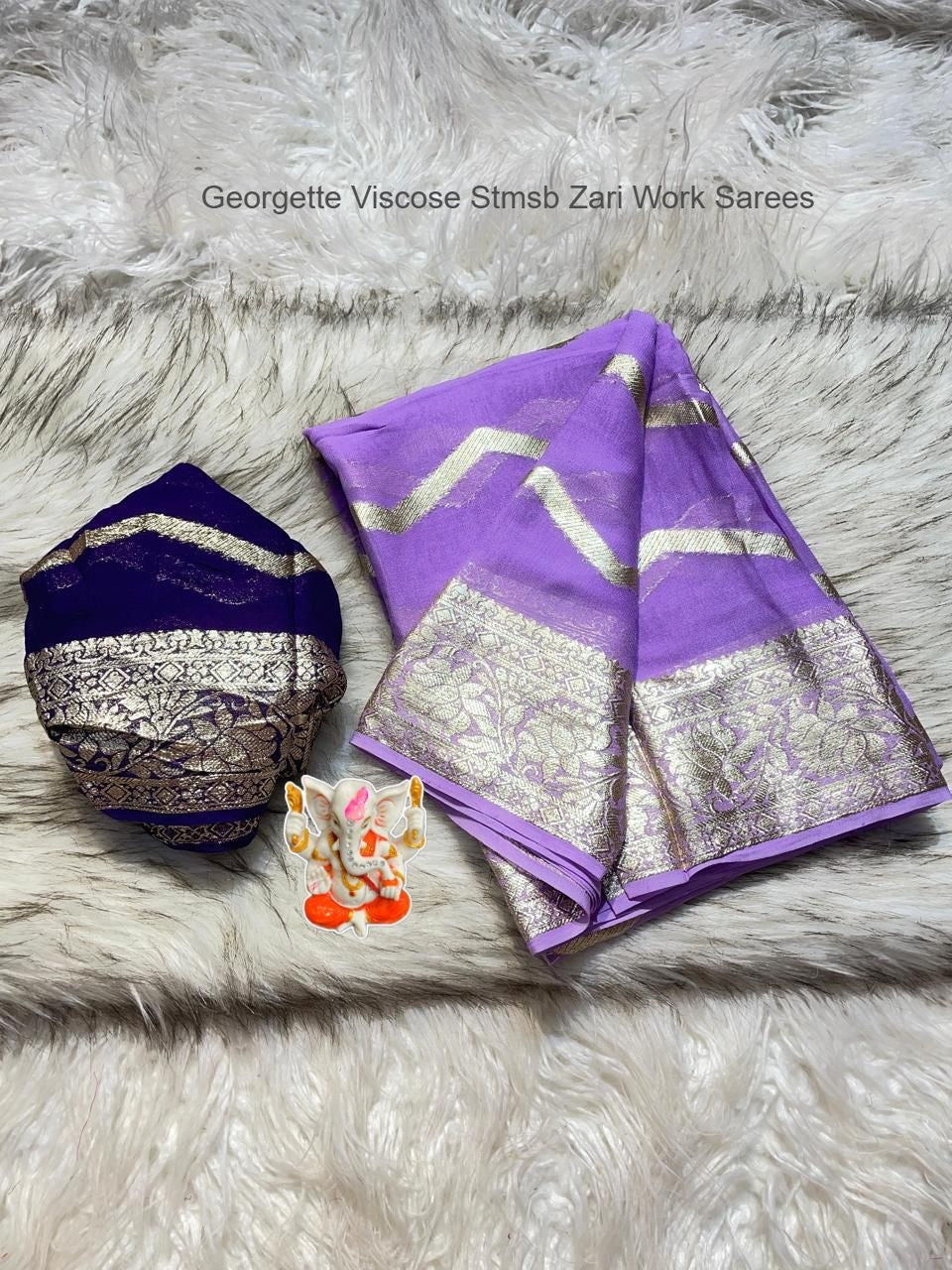 Georgette Viscose Stmsb Zari Work Sarees