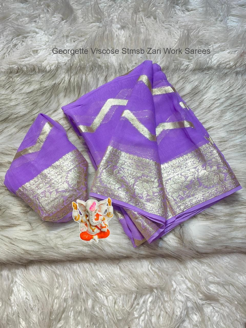 Georgette Viscose Stmsb Zari Work Sarees