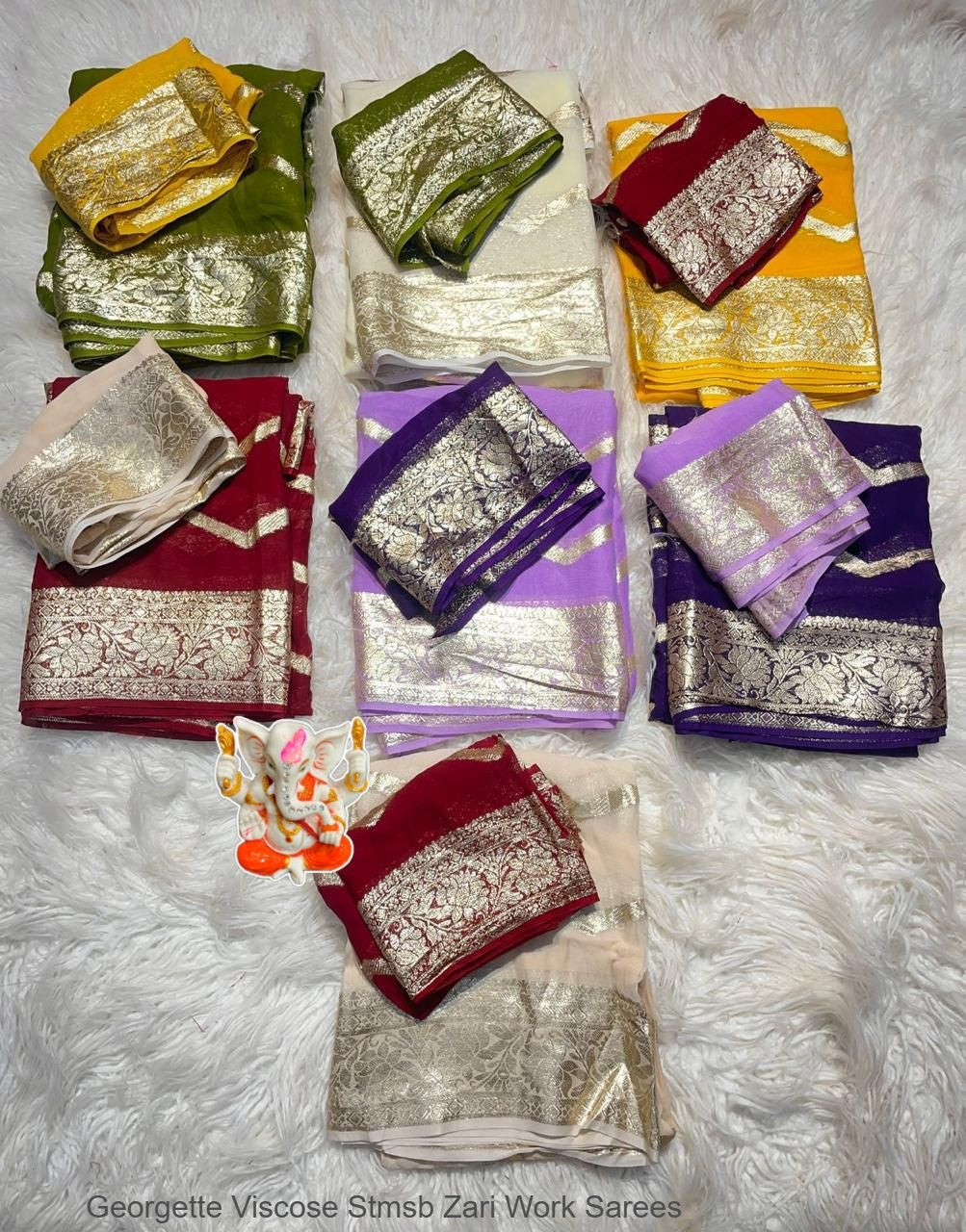 Georgette Viscose Stmsb Zari Work Sarees