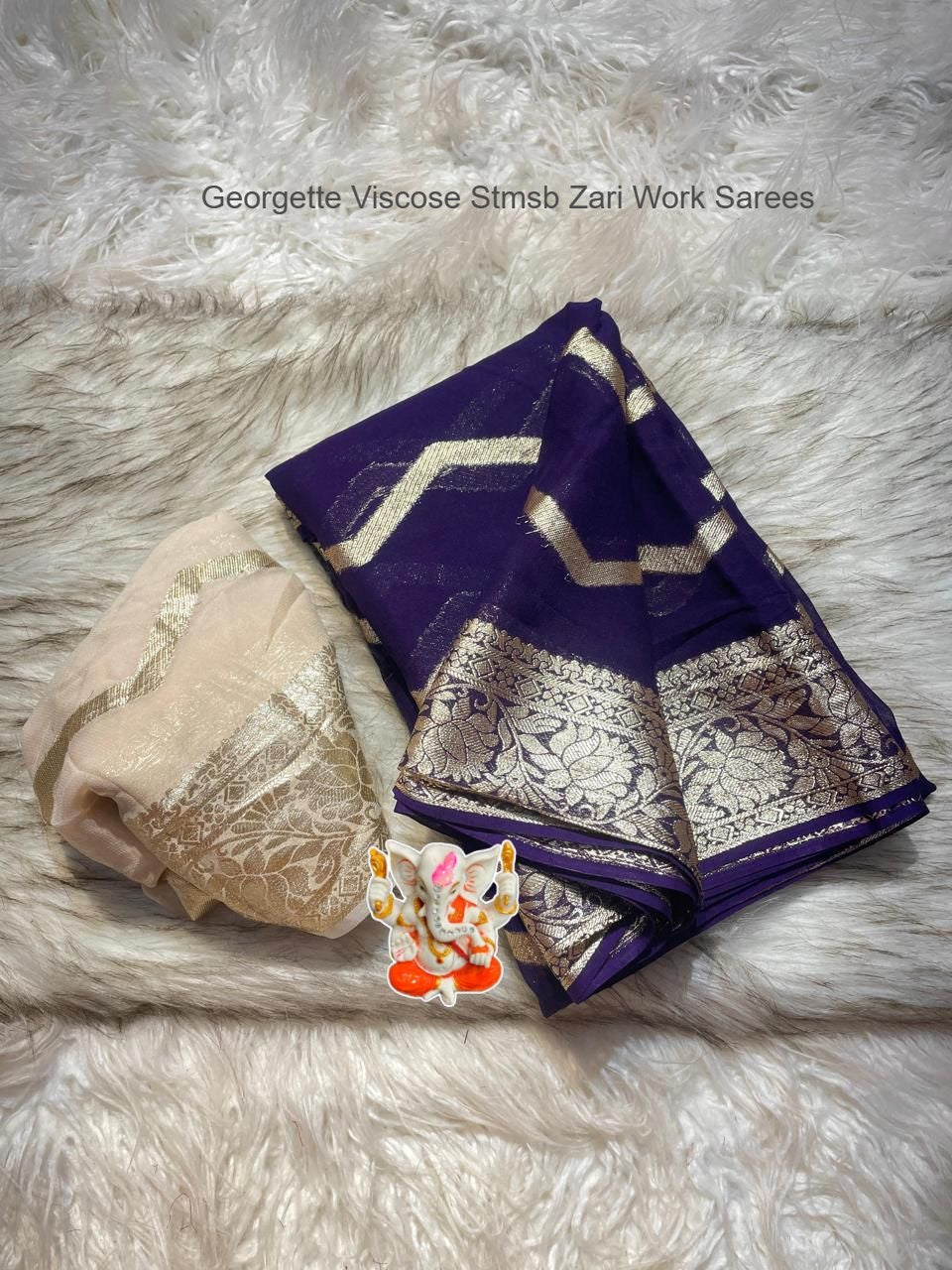 Georgette Viscose Stmsb Zari Work Sarees