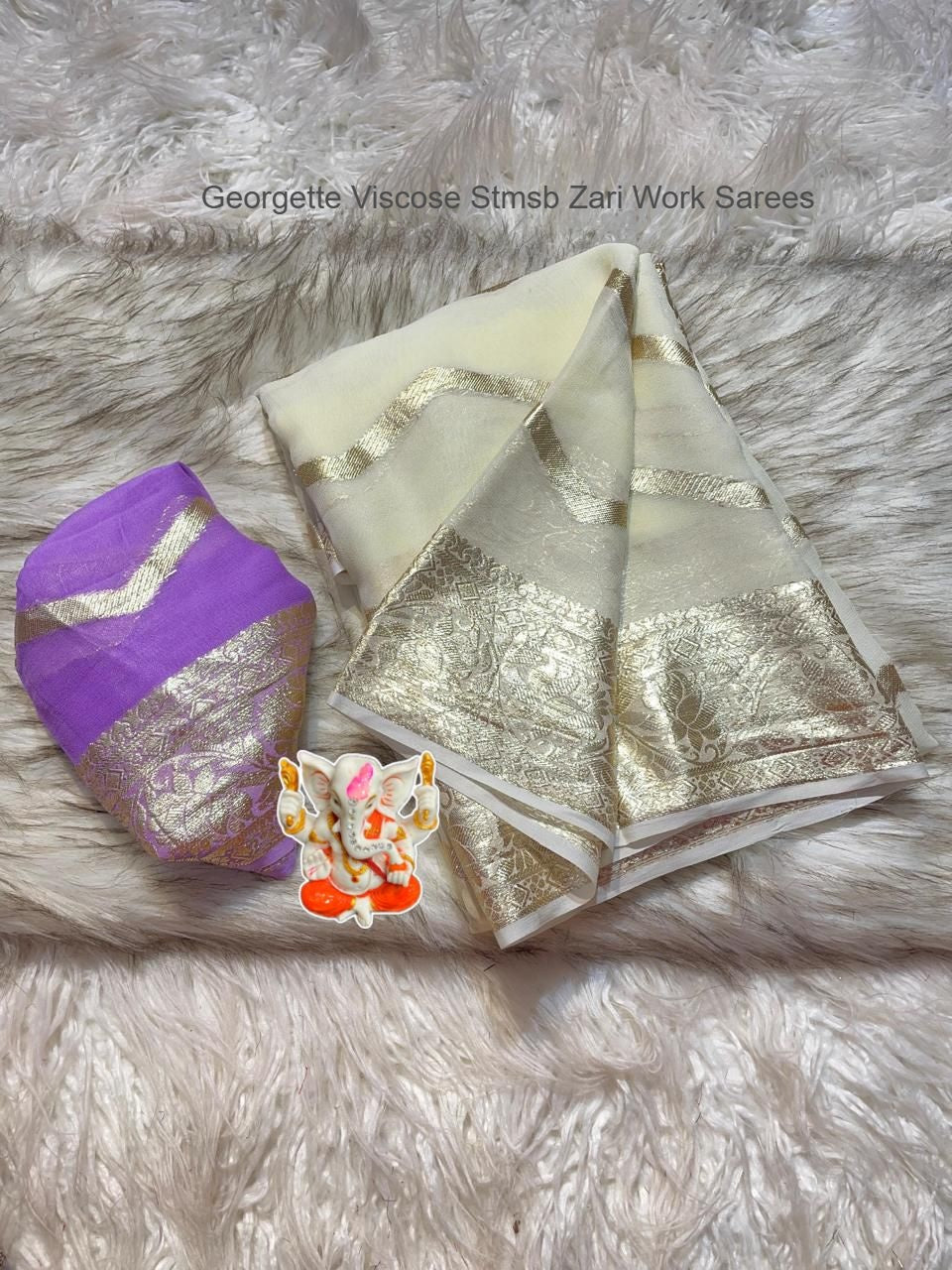 Georgette Viscose Stmsb Zari Work Sarees