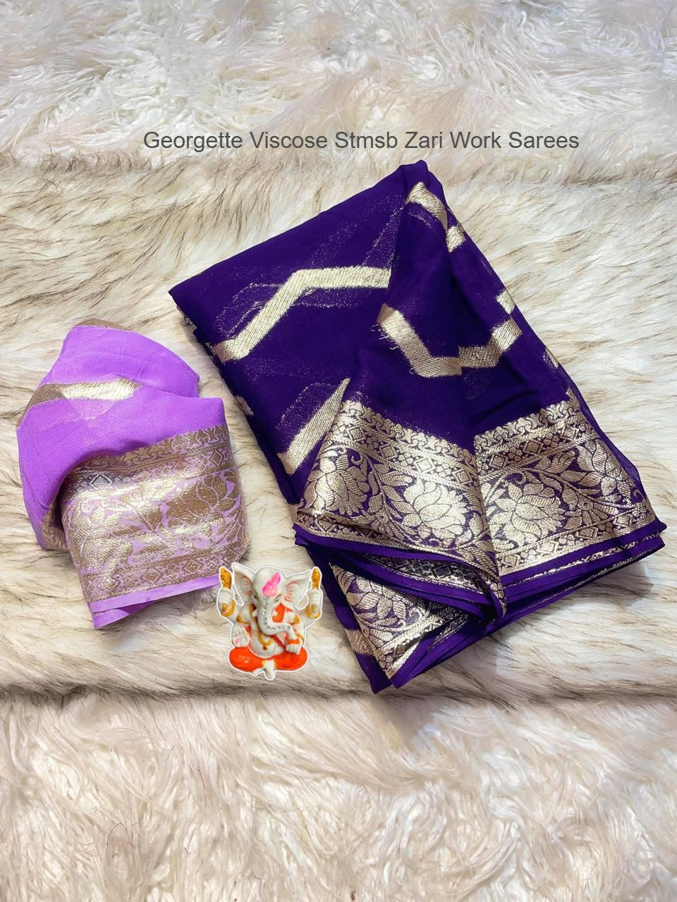 Georgette Viscose Stmsb Zari Work Sarees