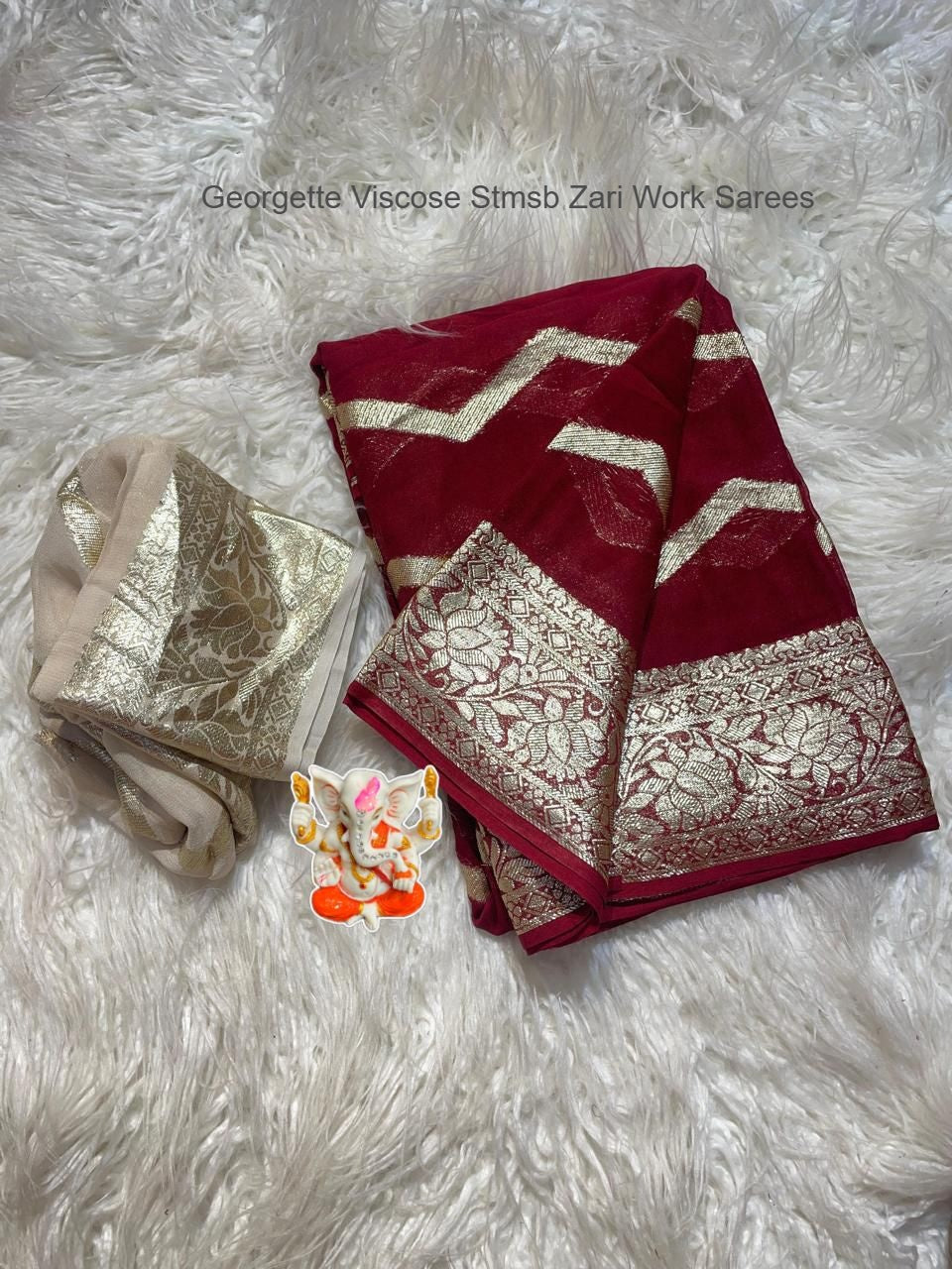 Georgette Viscose Stmsb Zari Work Sarees