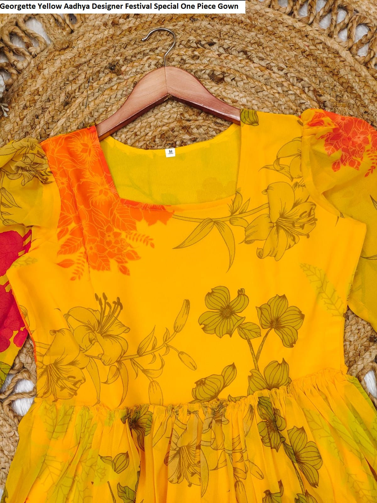Georgette Yellow Aadhya Designer Festival Special One Piece Gown