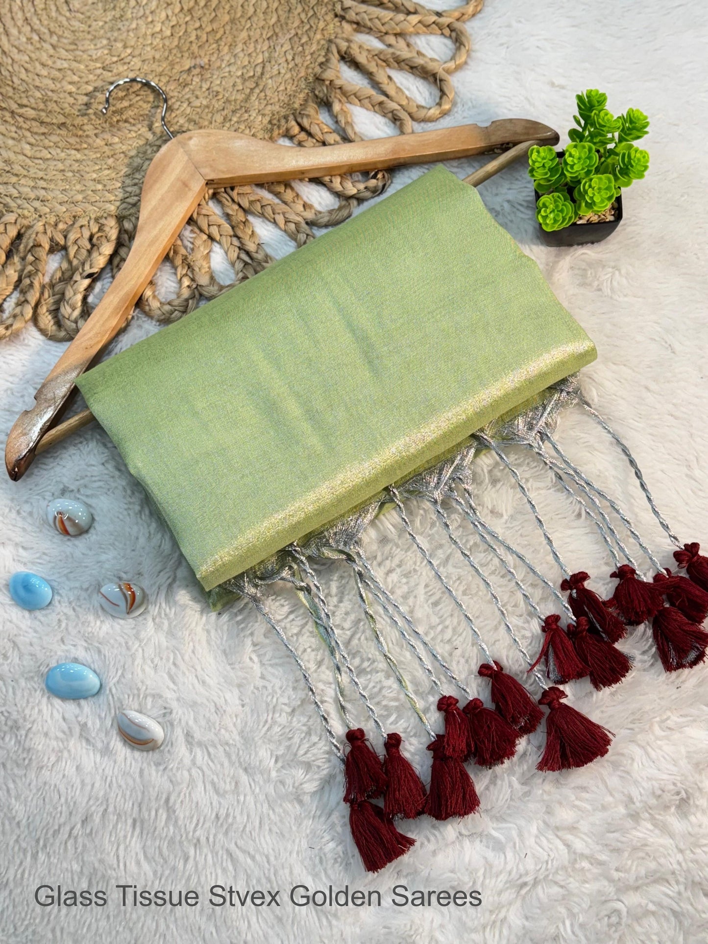 Glass Tissue Stvex Golden Sarees