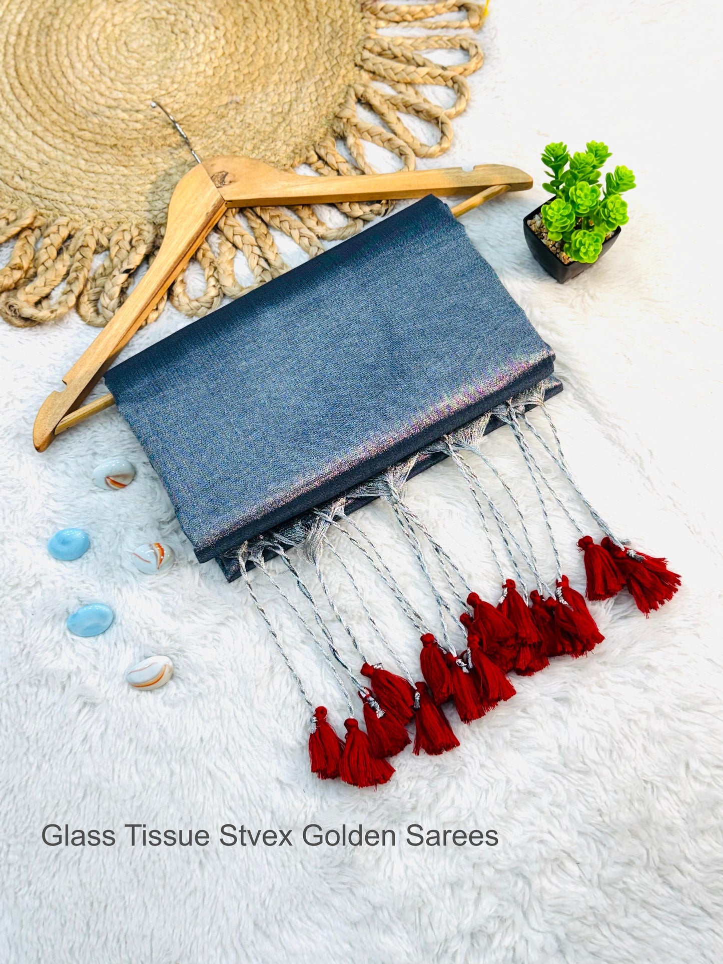 Glass Tissue Stvex Golden Sarees