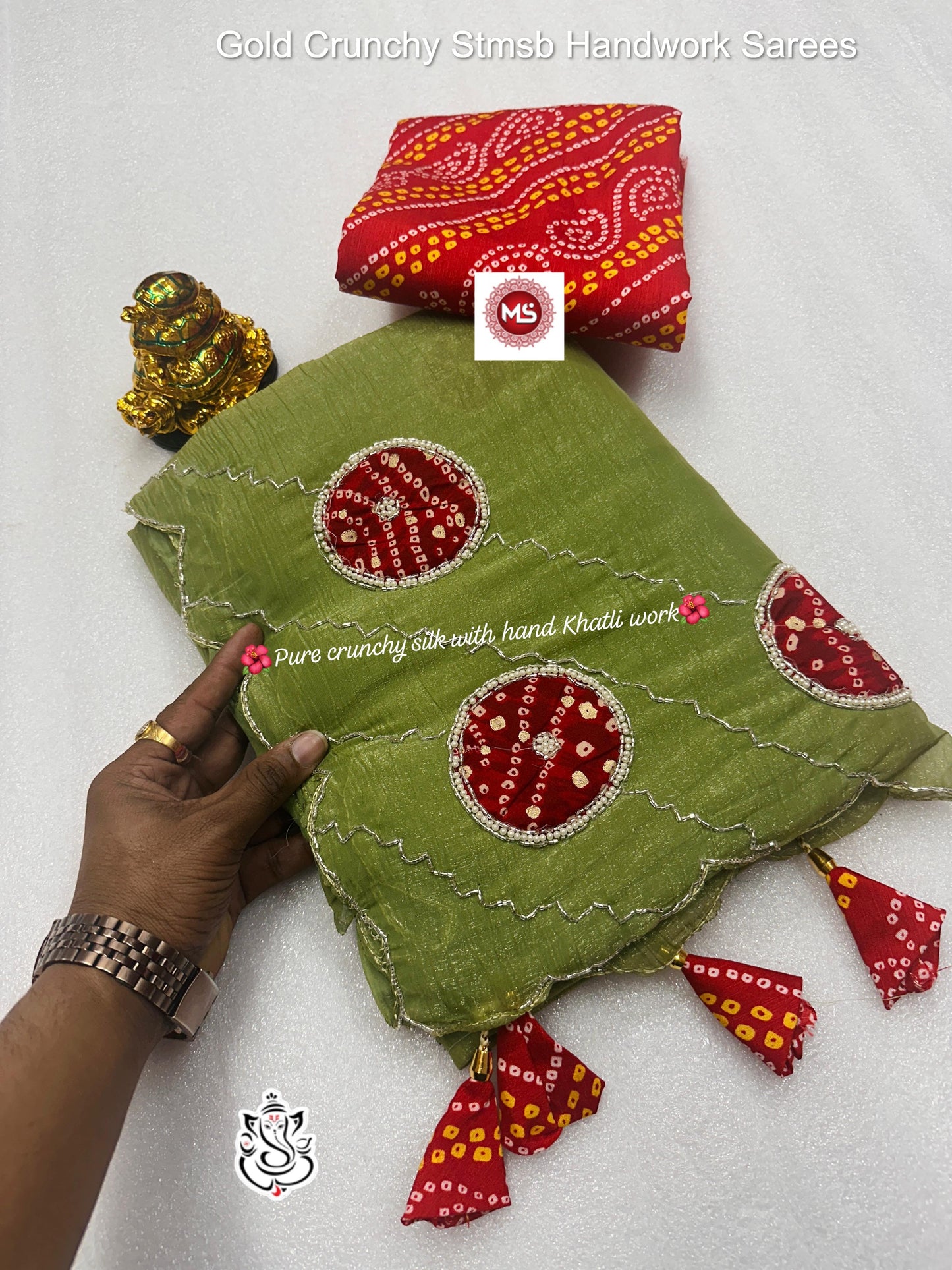 Gold Crunchy Stmsb Handwork Sarees