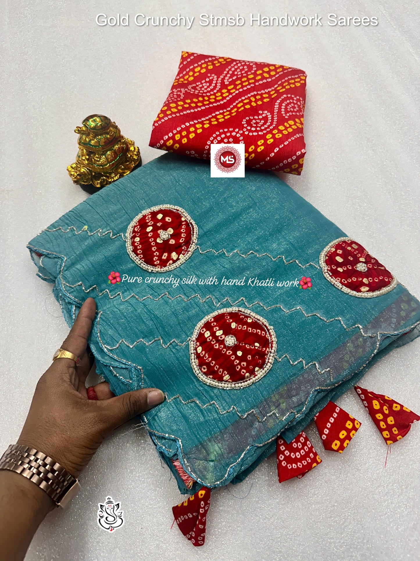 Gold Crunchy Stmsb Handwork Sarees