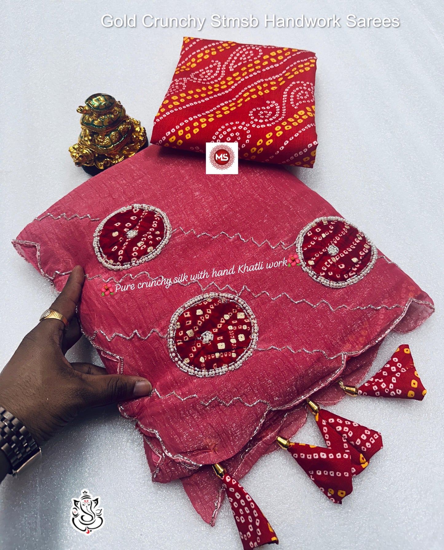 Gold Crunchy Stmsb Handwork Sarees