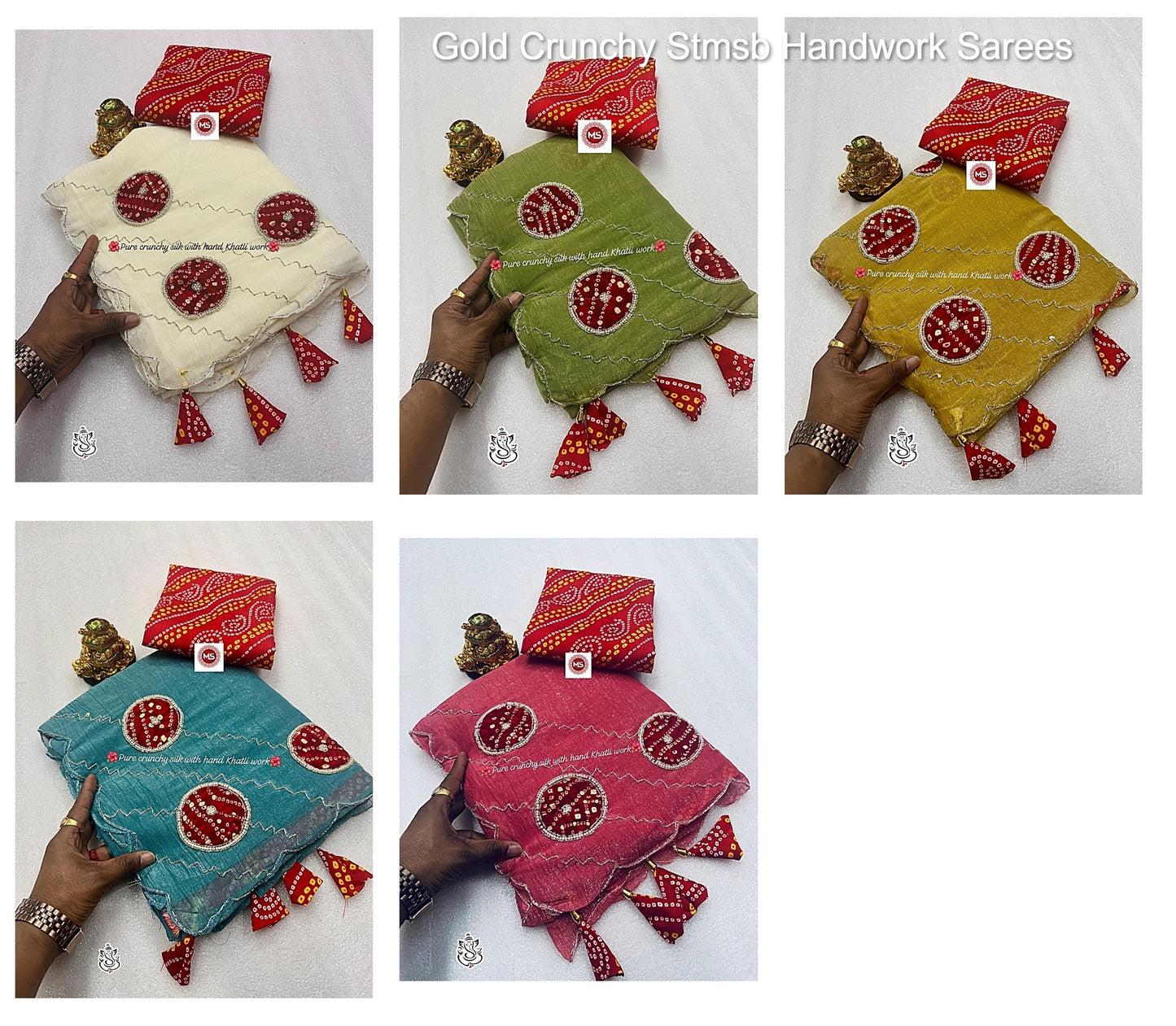 Gold Crunchy Stmsb Handwork Sarees