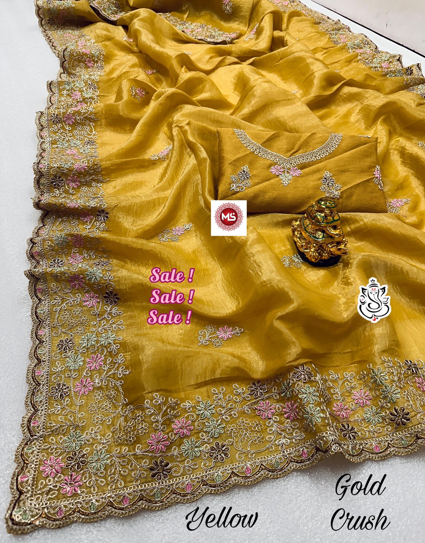 Gold Crush Stmsb Thread Work Sarees
