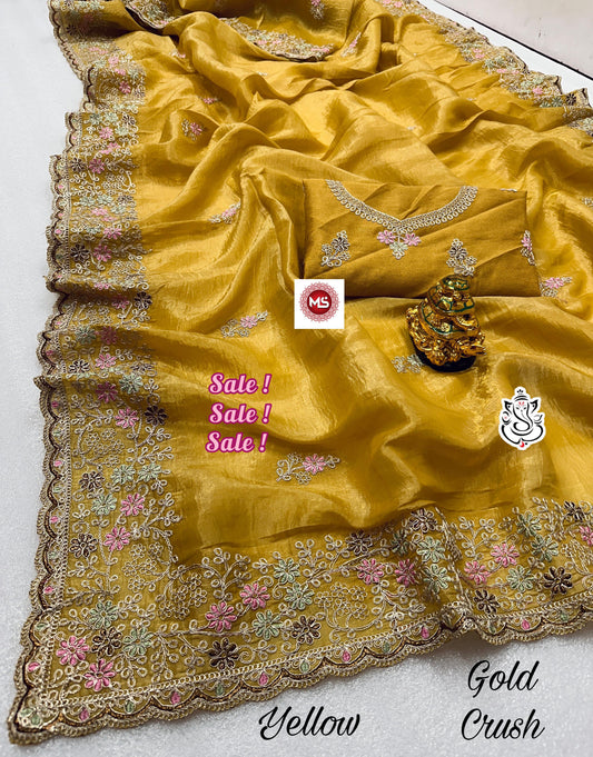 Gold Crush Stmsb Thread Work Sarees