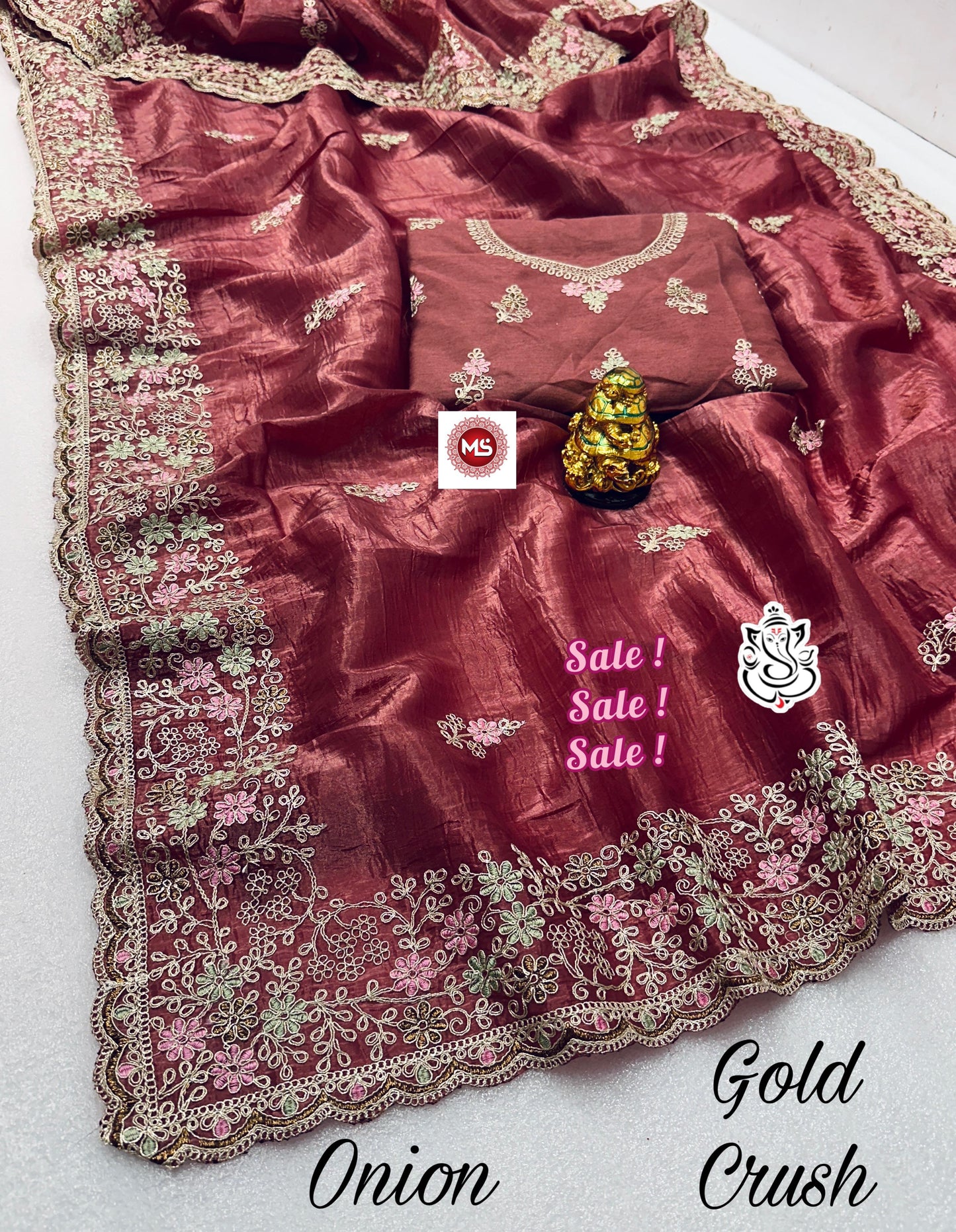 Gold Crush Stmsb Thread Work Sarees