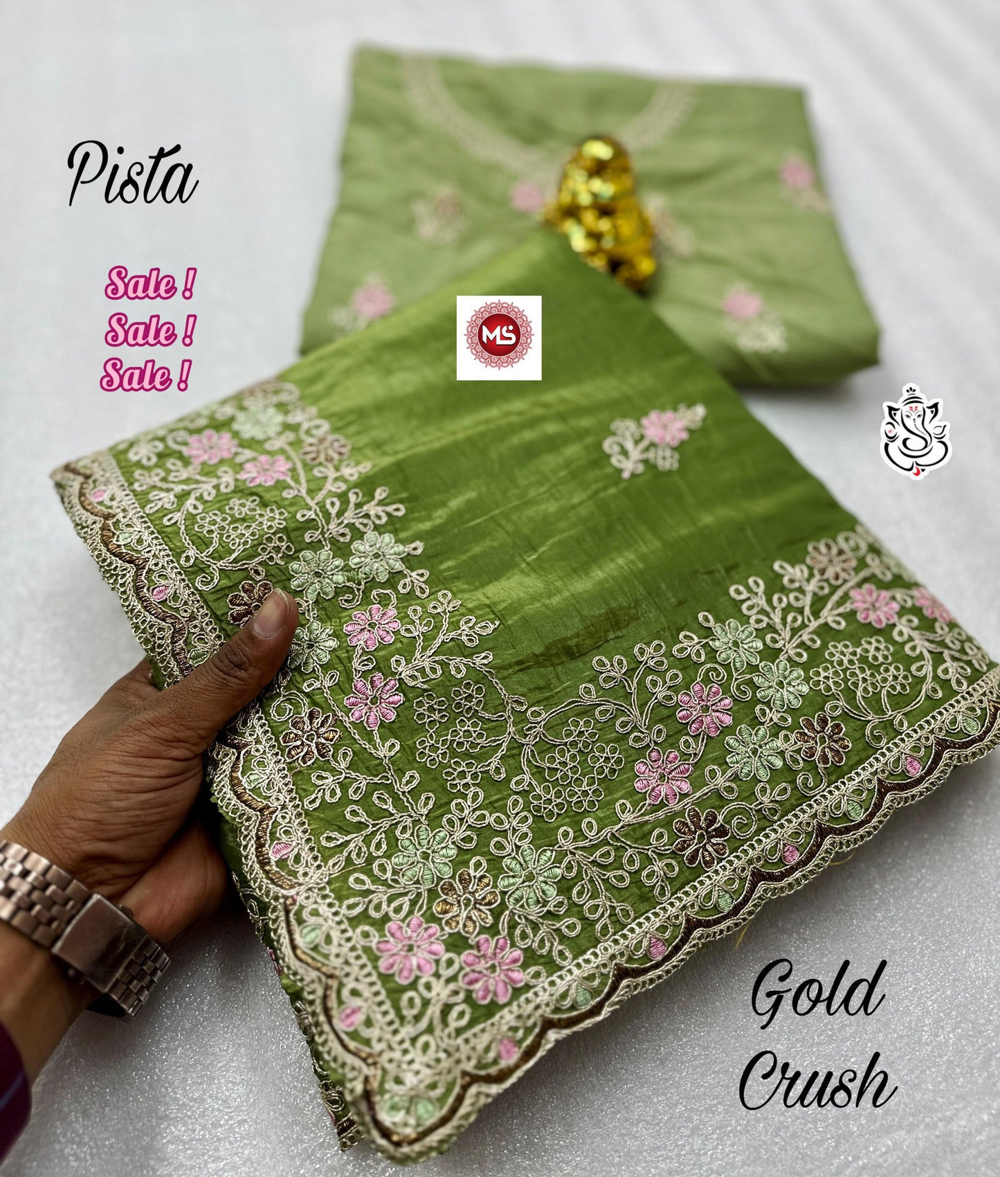Gold Crush Stmsb Thread Work Sarees