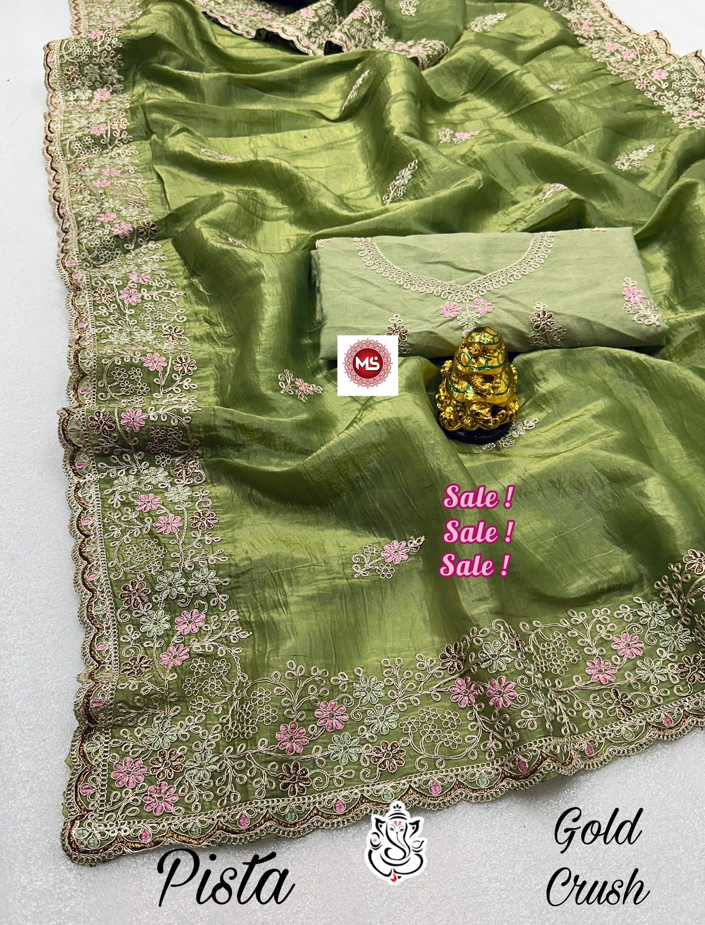 Gold Crush Stmsb Thread Work Sarees