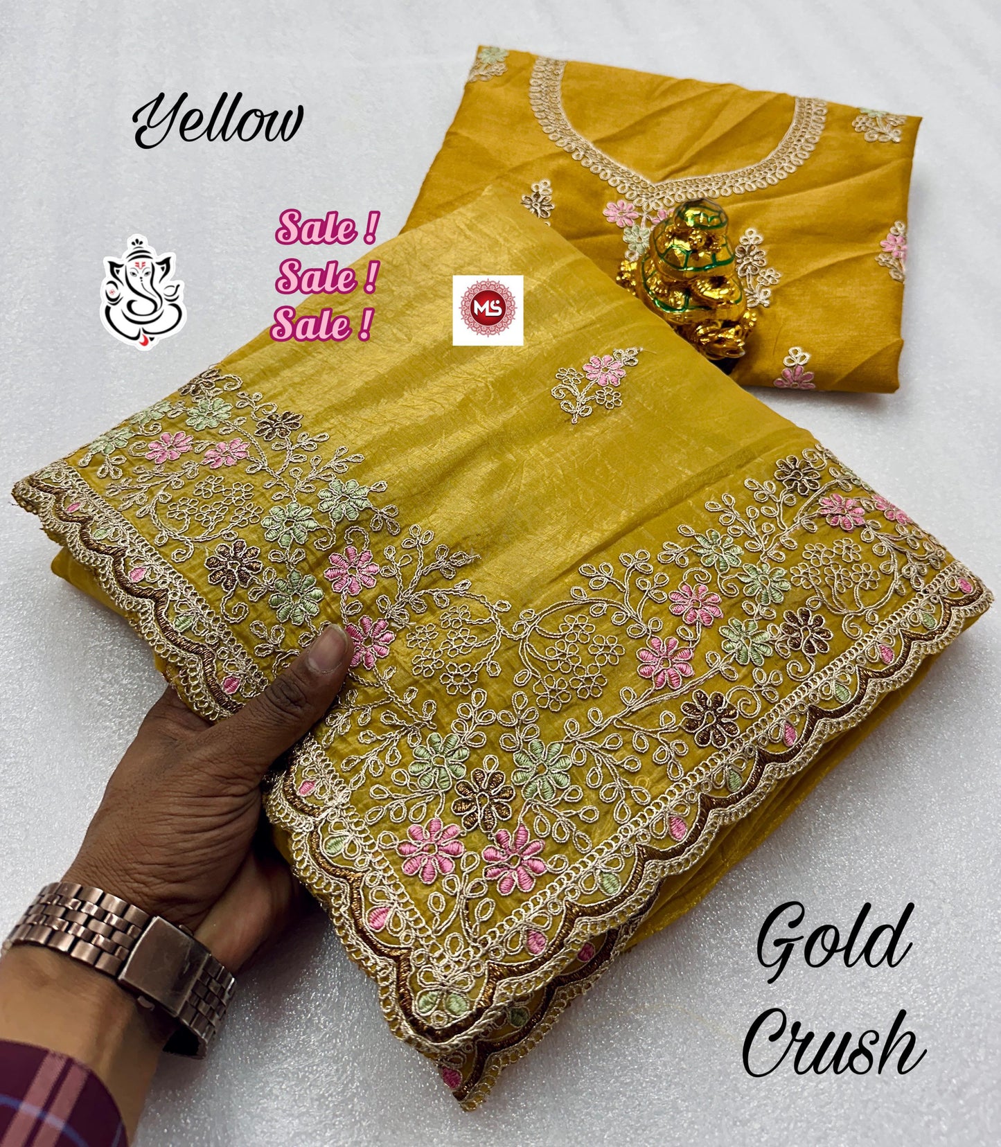 Gold Crush Stmsb Thread Work Sarees