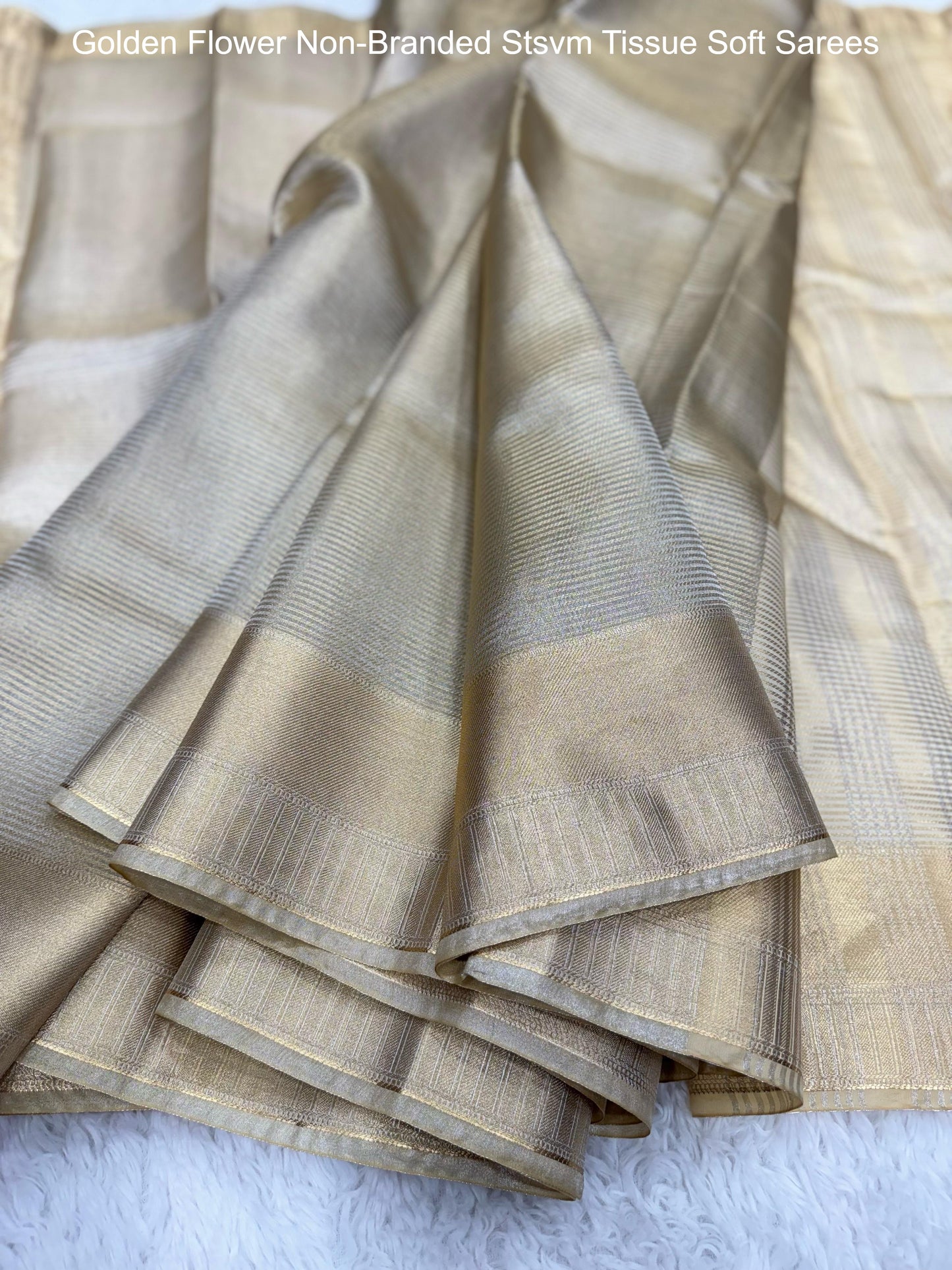 Golden Flower Non-Branded Stsvm Tissue Soft Sarees