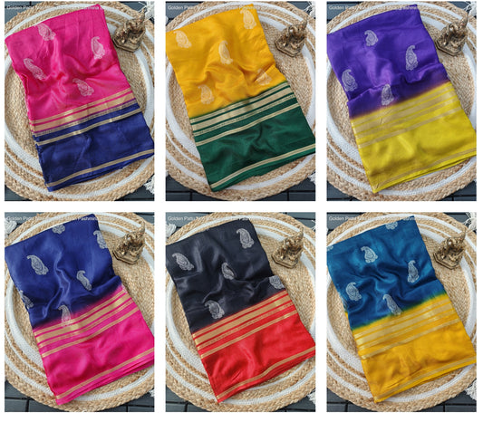 Golden Pattu Non-Branded Stvan Pashmina Sarees