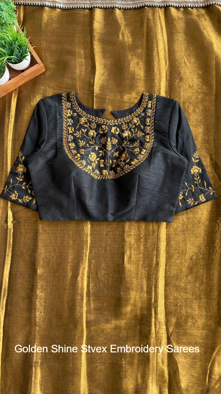 Golden Shine Stvex Embroidery Sarees