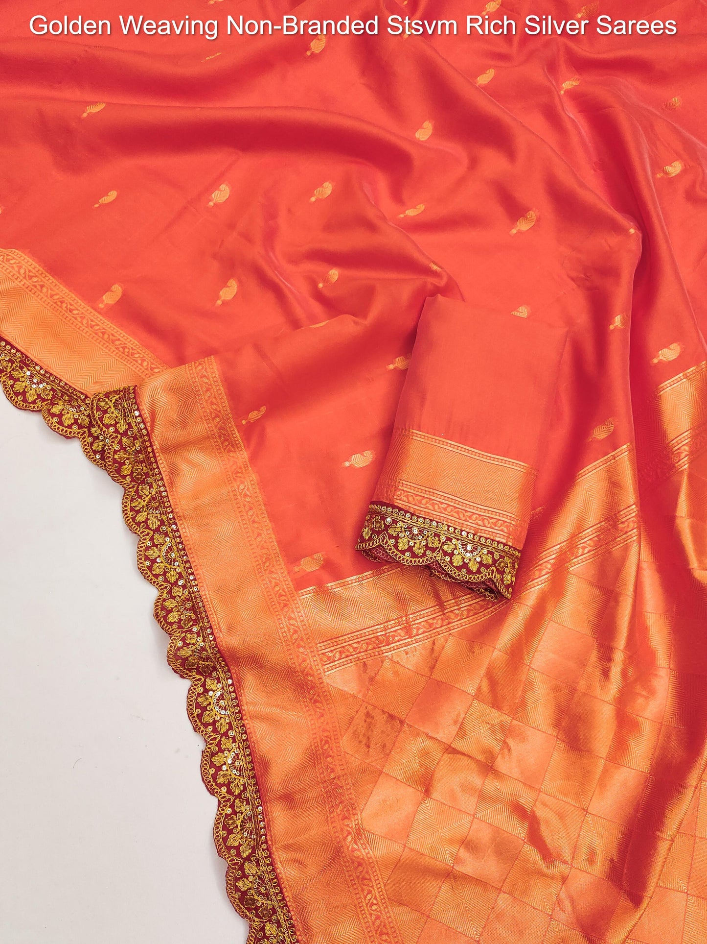 Golden Weaving Non-Branded Stsvm Rich Silver Sarees