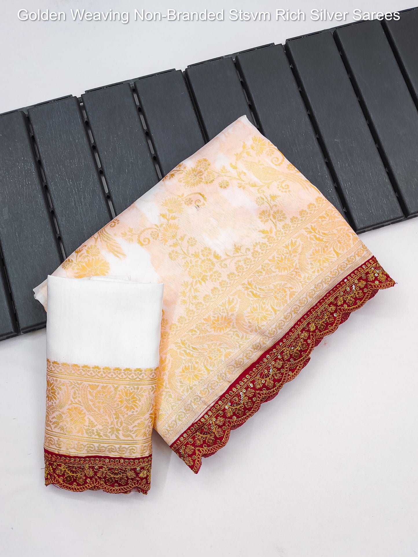 Golden Weaving Non-Branded Stsvm Rich Silver Sarees