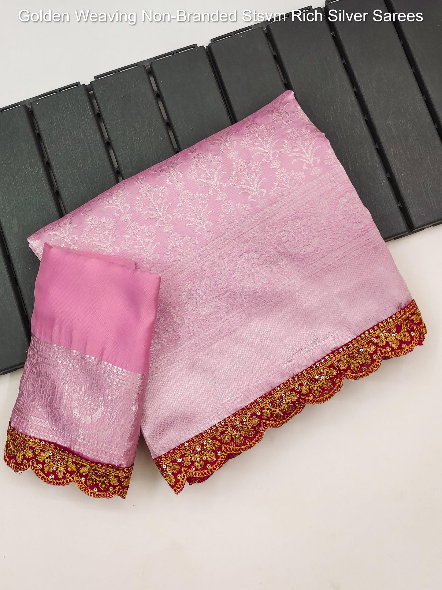 Golden Weaving Non-Branded Stsvm Rich Silver Sarees