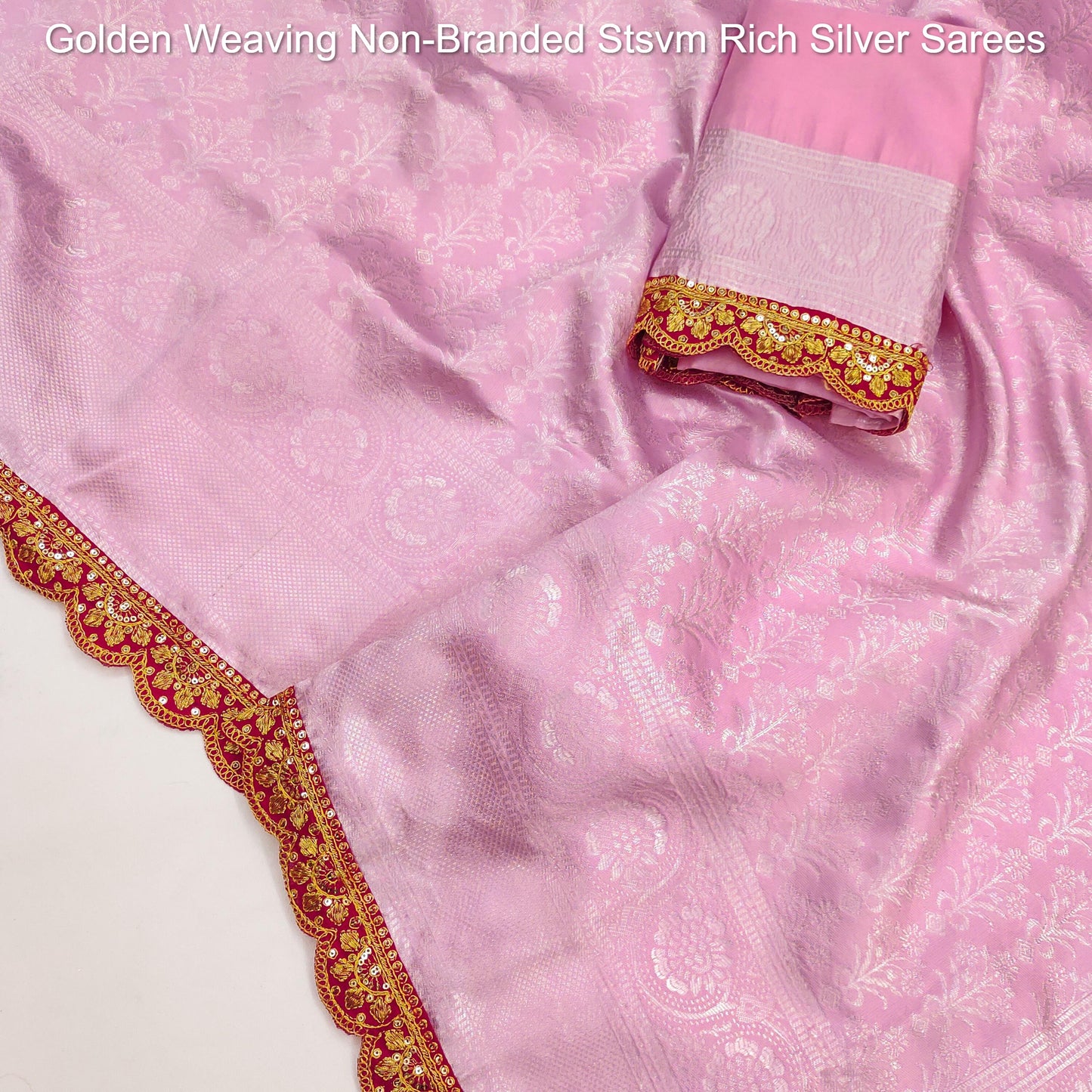 Golden Weaving Non-Branded Stsvm Rich Silver Sarees