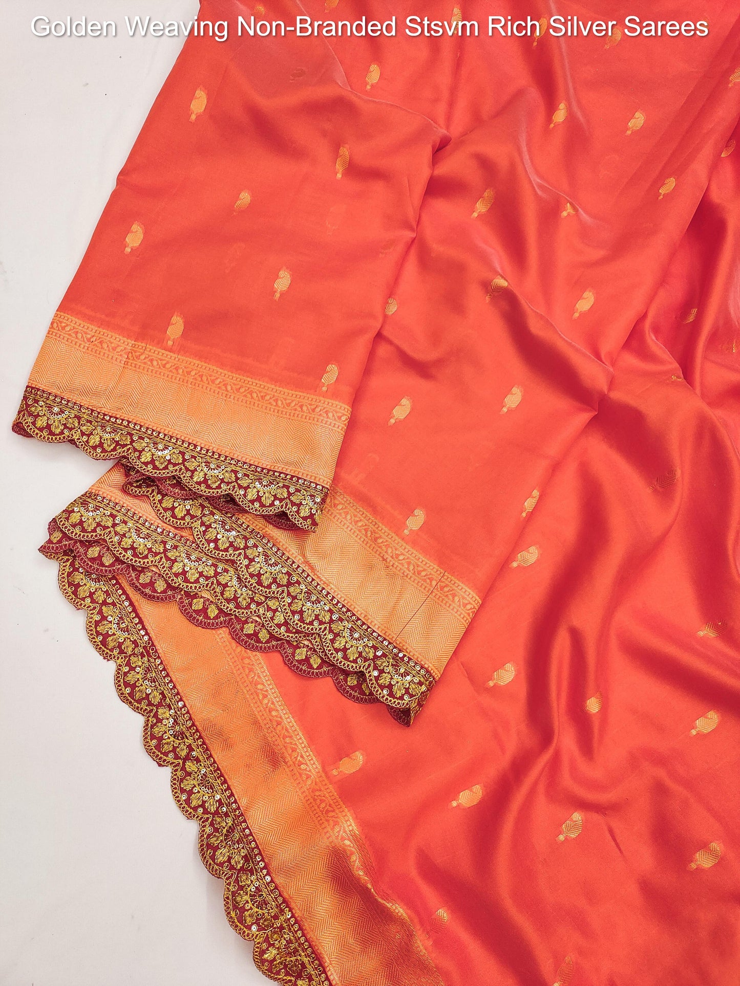 Golden Weaving Non-Branded Stsvm Rich Silver Sarees