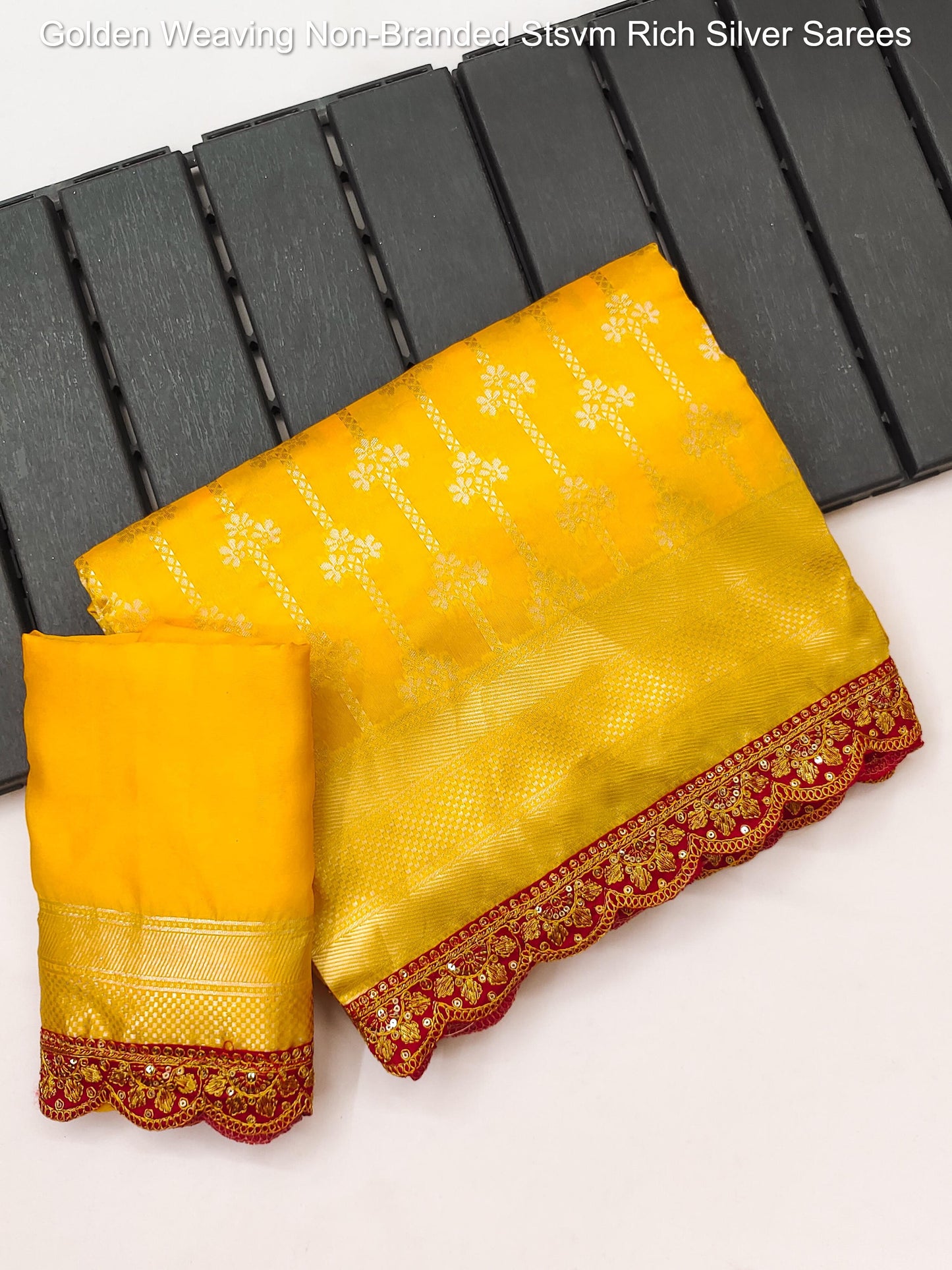 Golden Weaving Non-Branded Stsvm Rich Silver Sarees