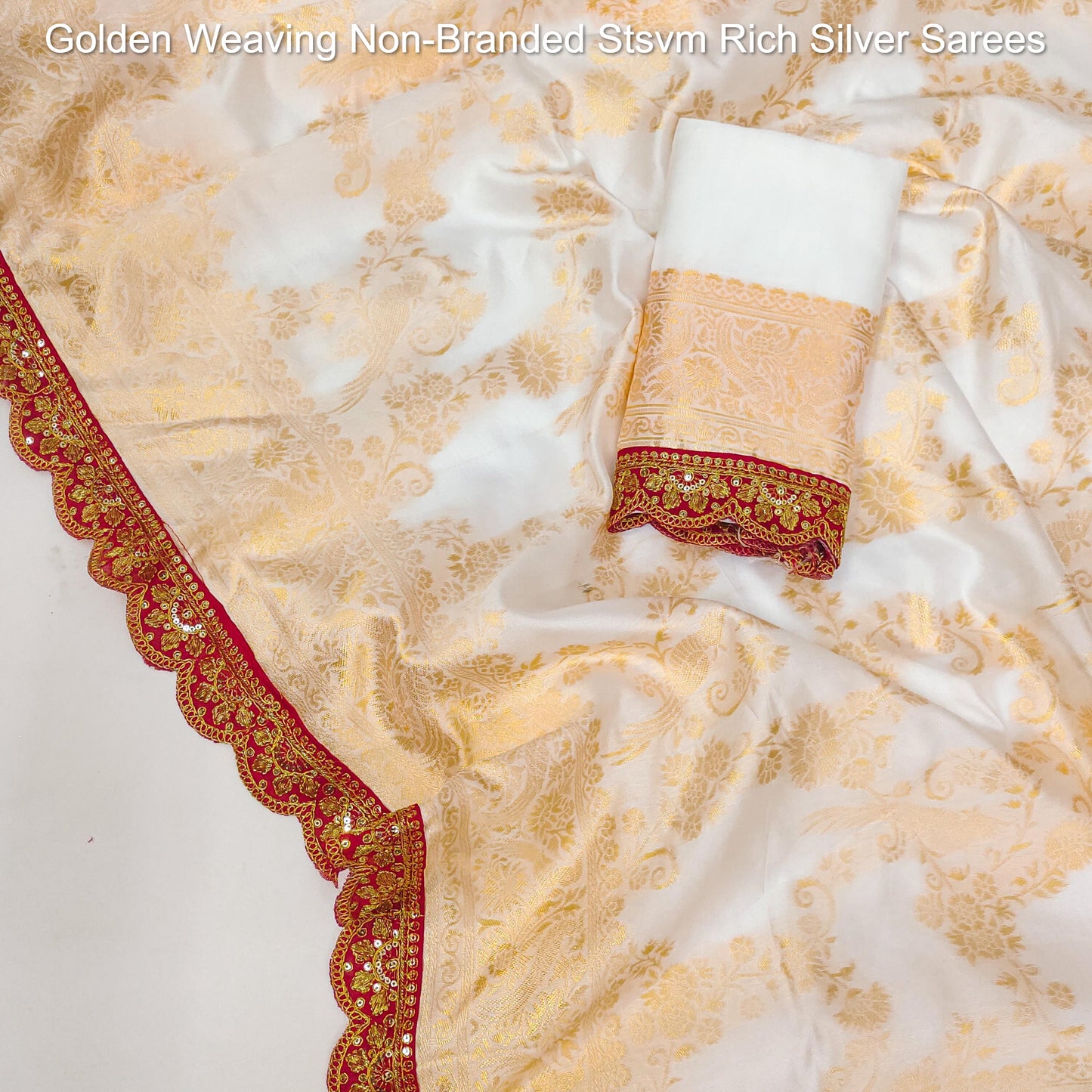 Golden Weaving Non-Branded Stsvm Rich Silver Sarees