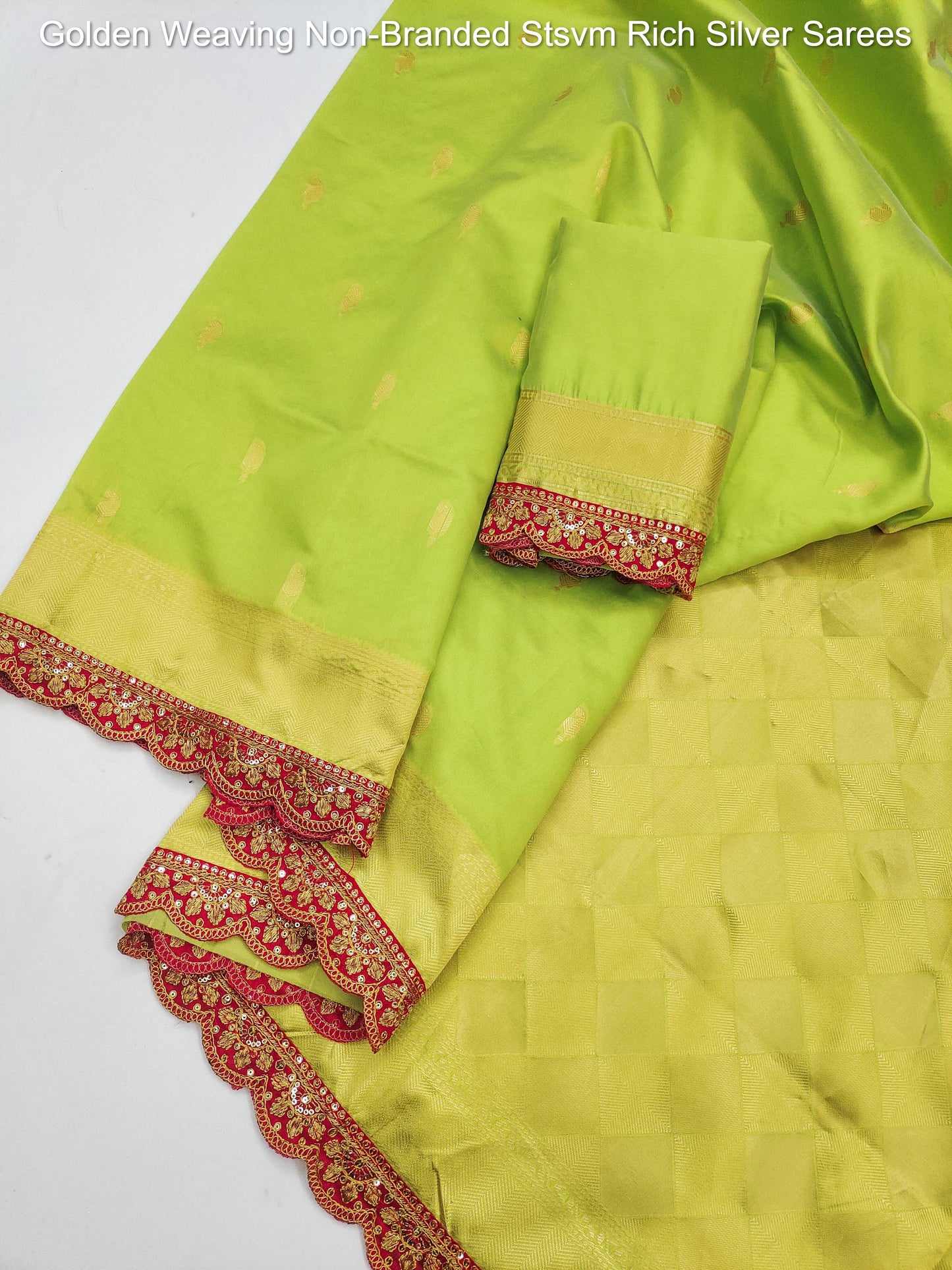 Golden Weaving Non-Branded Stsvm Rich Silver Sarees