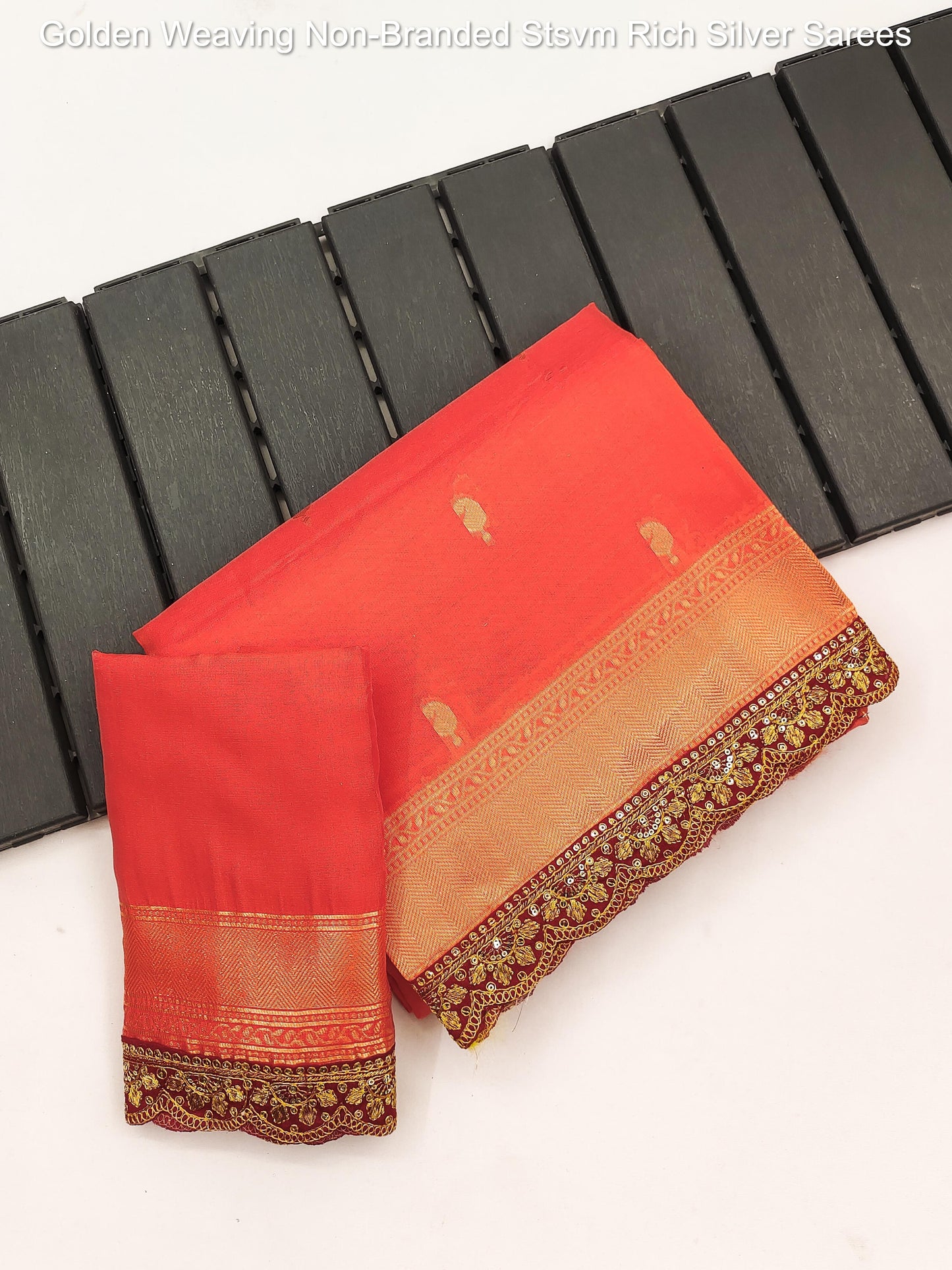 Golden Weaving Non-Branded Stsvm Rich Silver Sarees