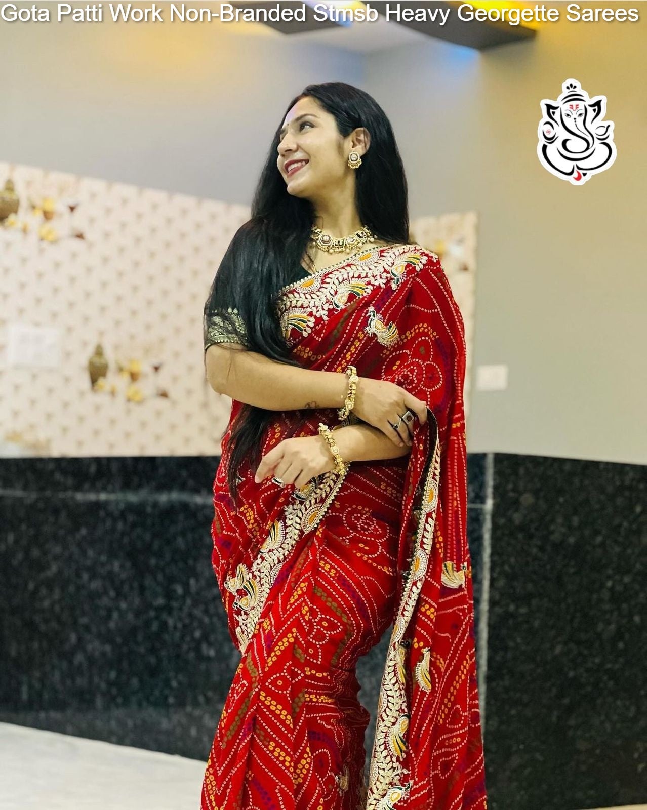 Gota Patti Work Non-Branded Stmsb Heavy Georgette Sarees