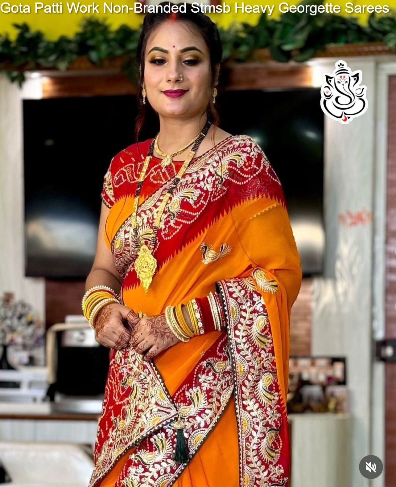 Gota Patti Work Non-Branded Stmsb Heavy Georgette Sarees