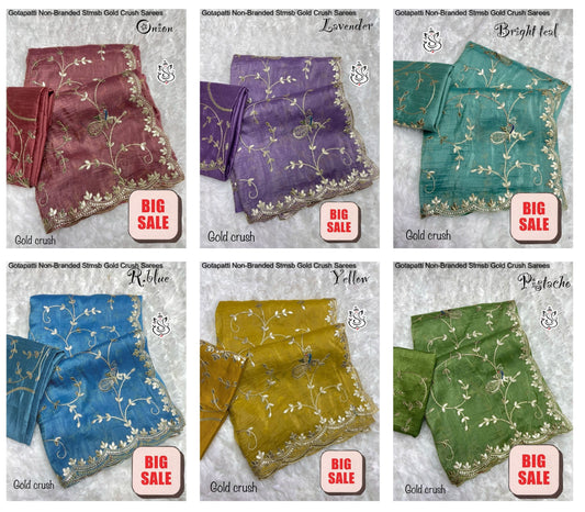 Gotapatti Non-Branded Stmsb Gold Crush Sarees