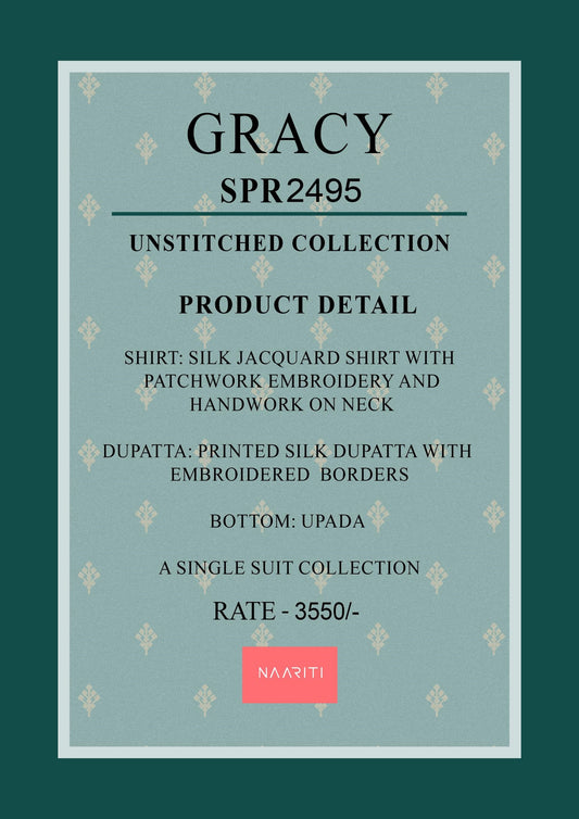 Gracy 2495 Naariti Embroidery Unstitched Suits