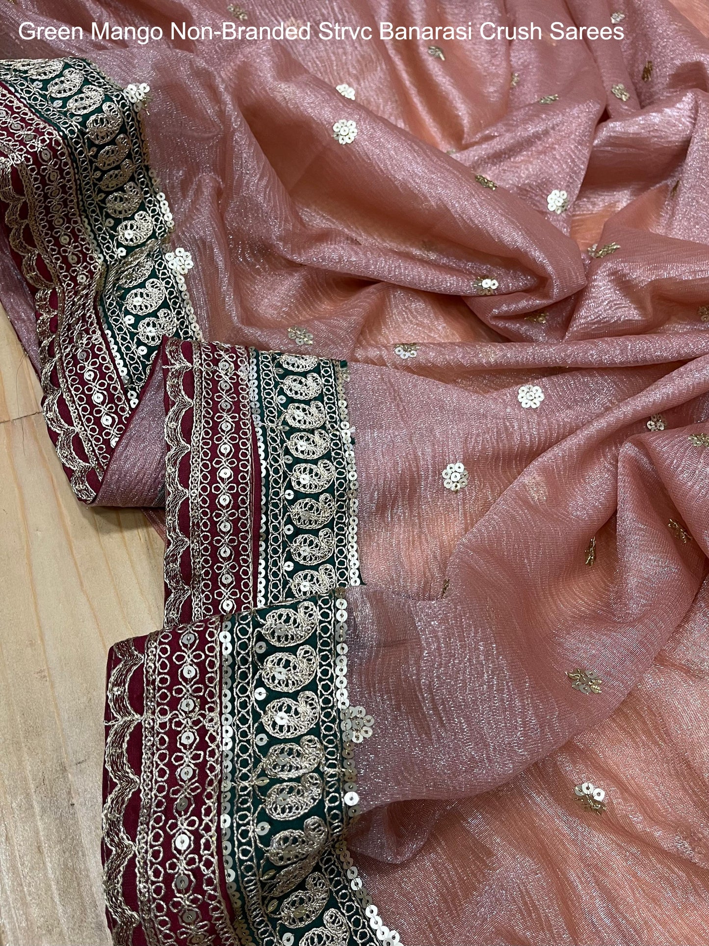 Green Mango Non-Branded Strvc Banarasi Crush Sarees