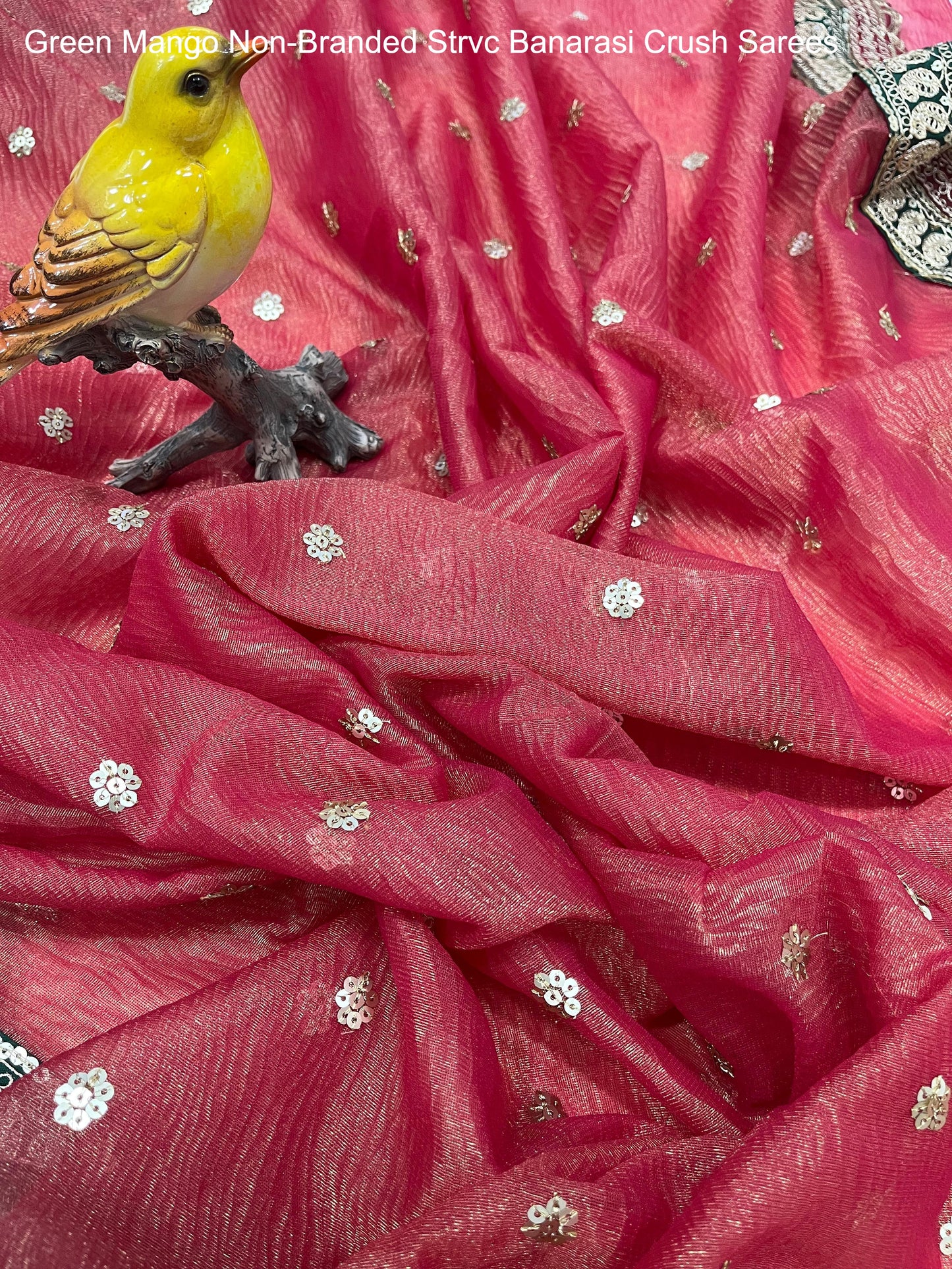 Green Mango Non-Branded Strvc Banarasi Crush Sarees