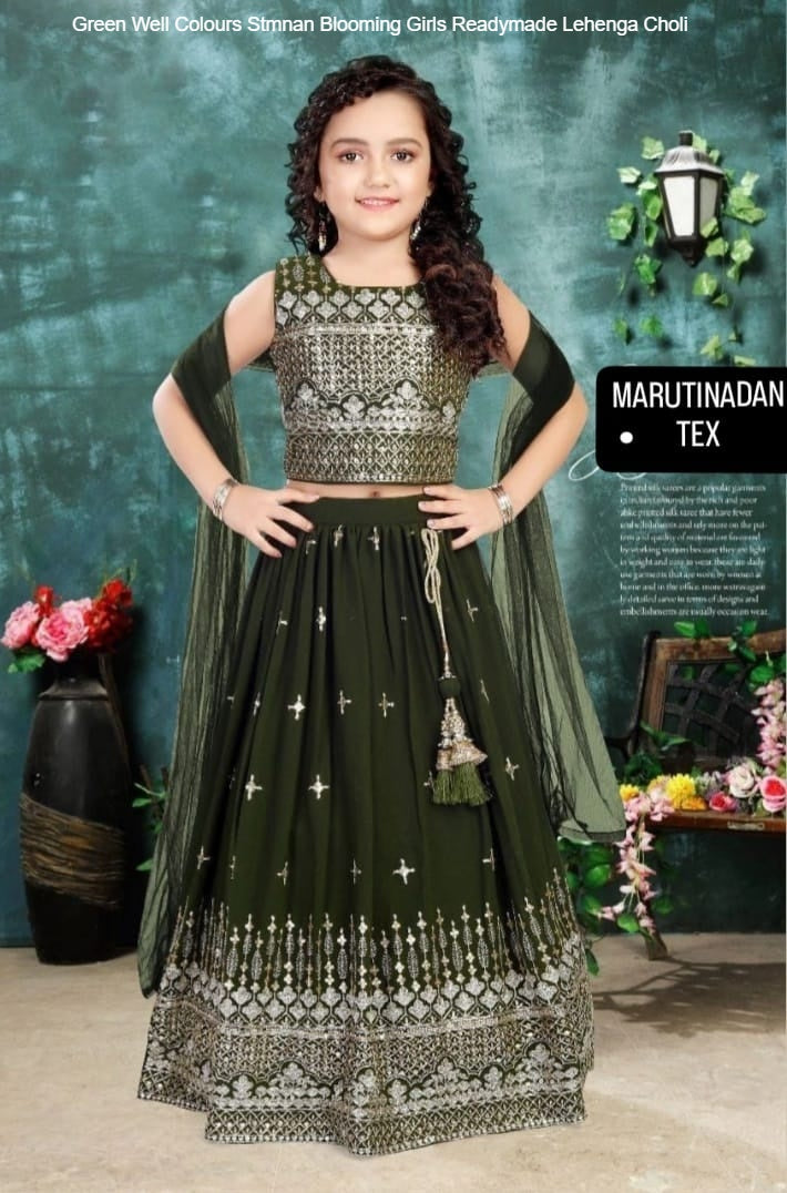 Green Well Colours Stmnan Blooming Girls Readymade Lehenga Choli