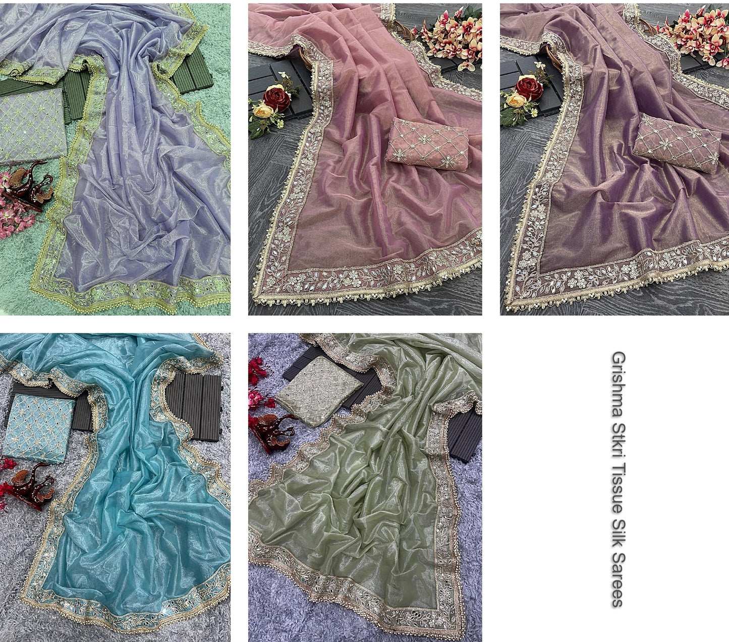 Grishma Stkri Tissue Silk Sarees