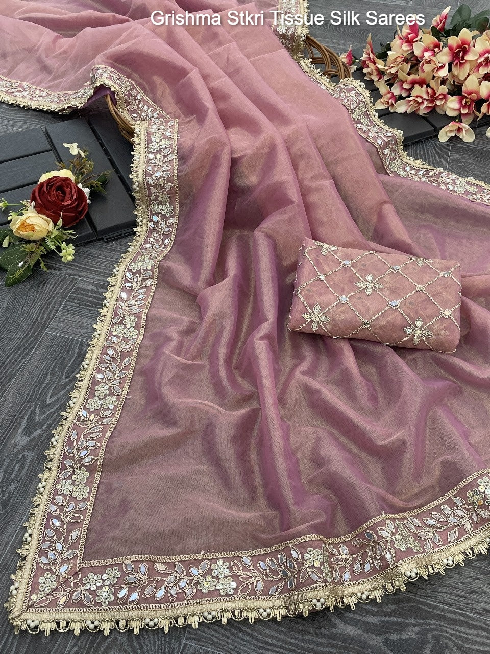Grishma Stkri Tissue Silk Sarees
