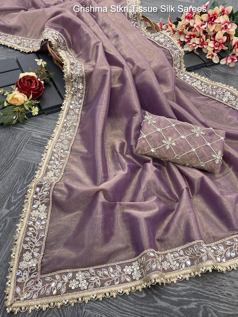 Grishma Stkri Tissue Silk Sarees