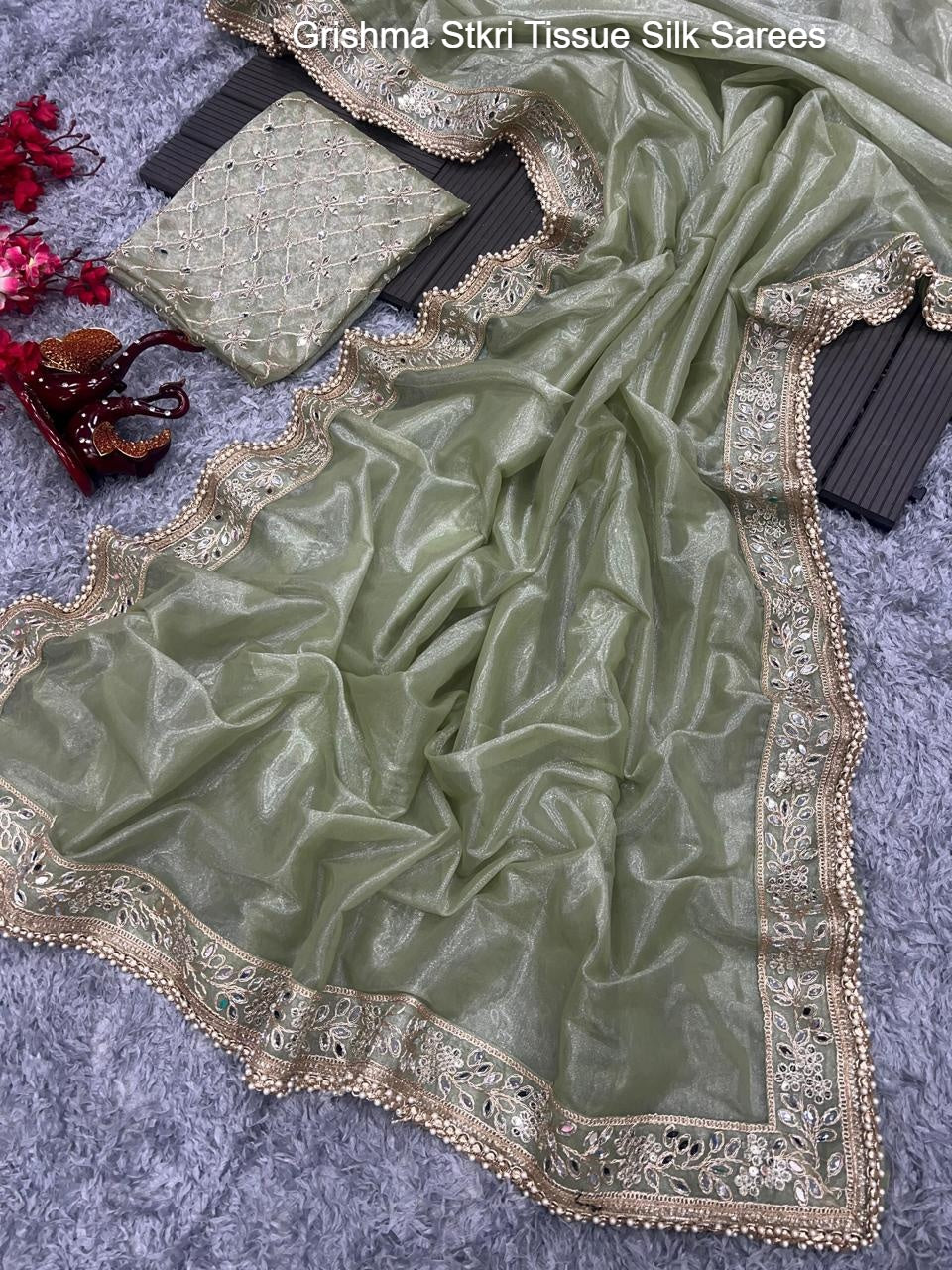 Grishma Stkri Tissue Silk Sarees