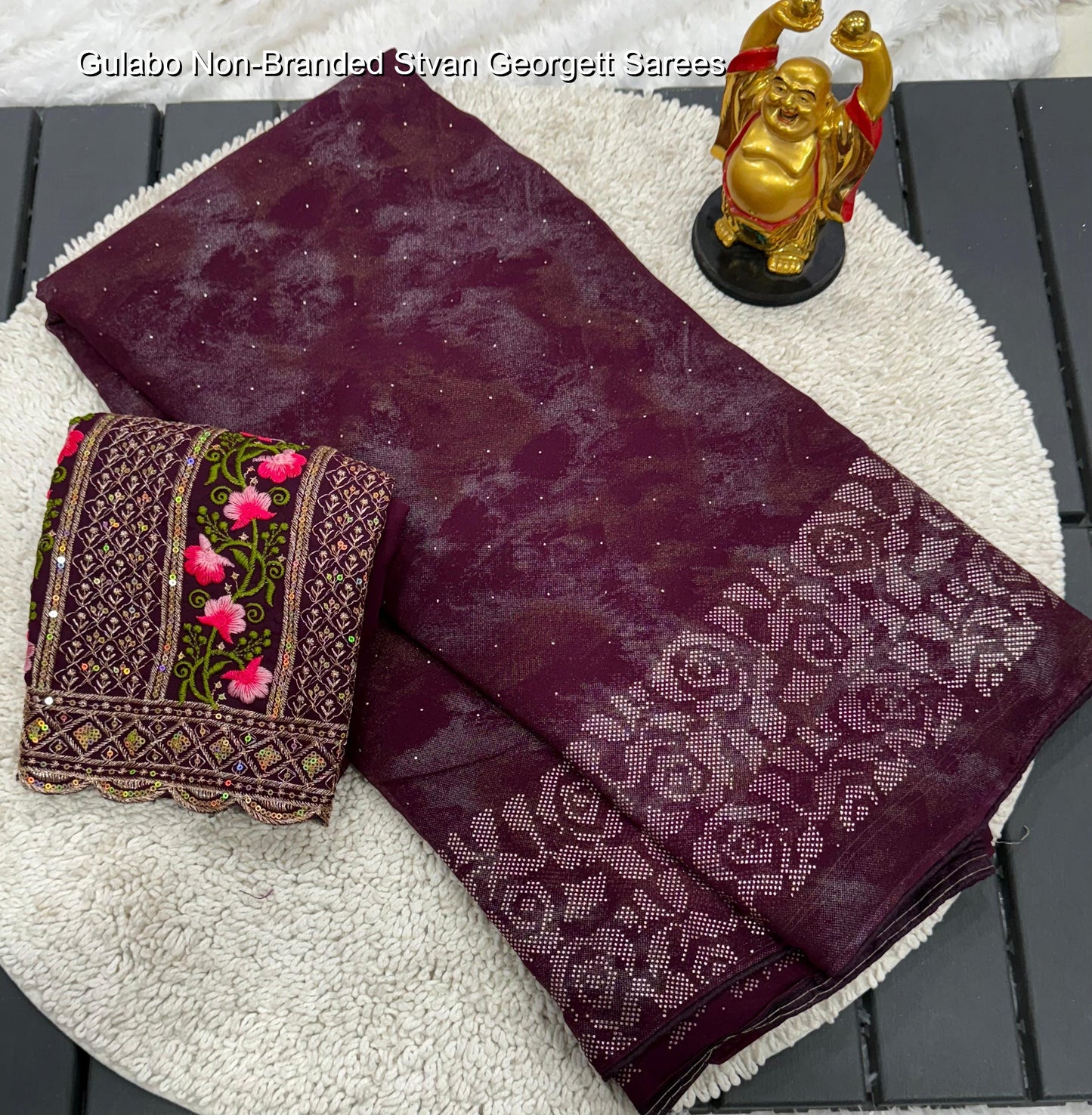 Gulabo Non-Branded Stvan Georgett Sarees