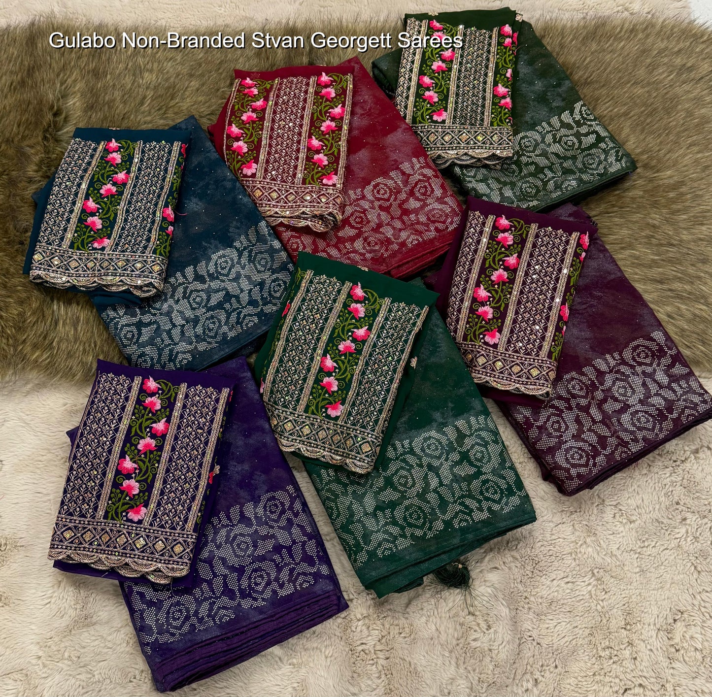 Gulabo Non-Branded Stvan Georgett Sarees